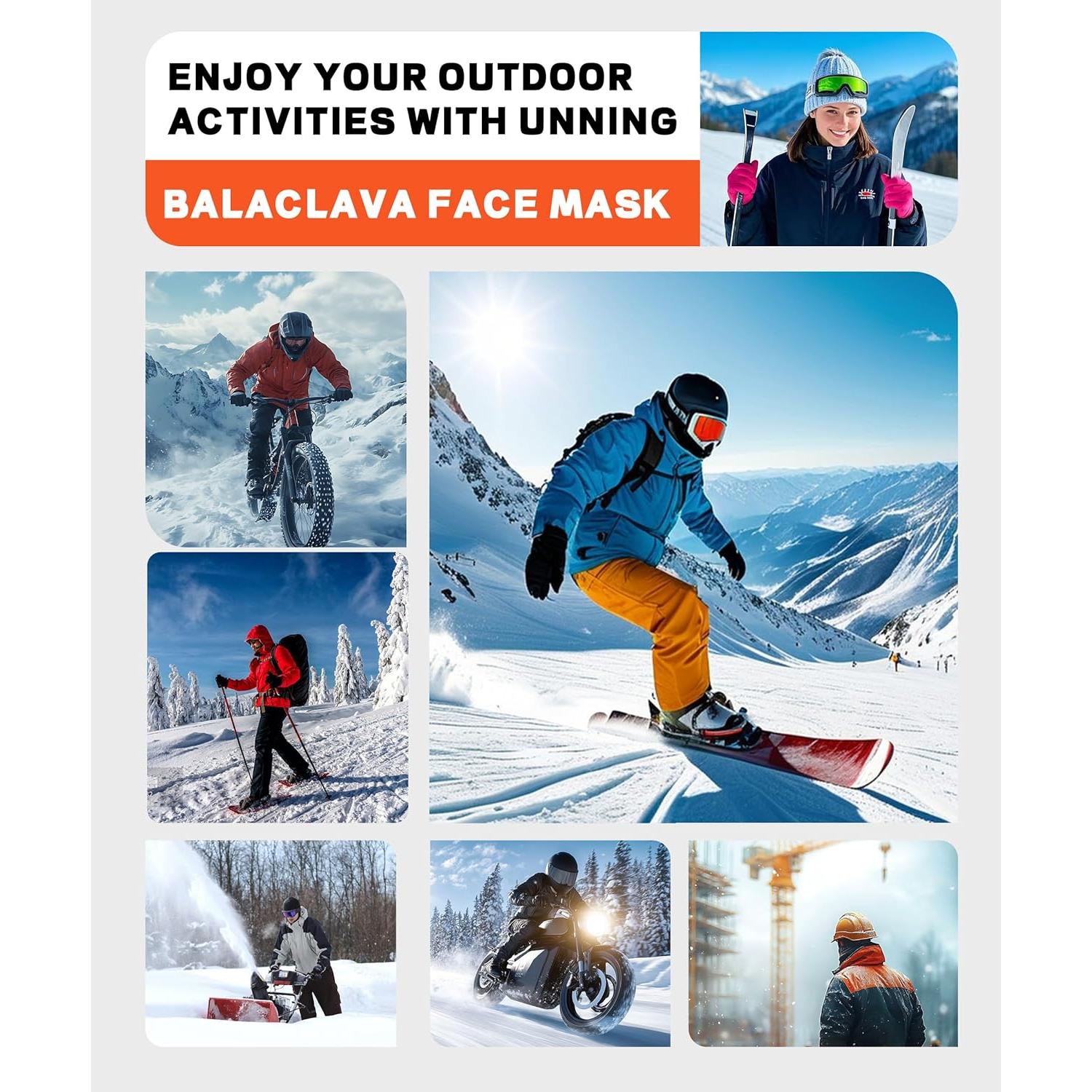 Máscara Balaclava Térmica Invierno Unisex Negra con Malla