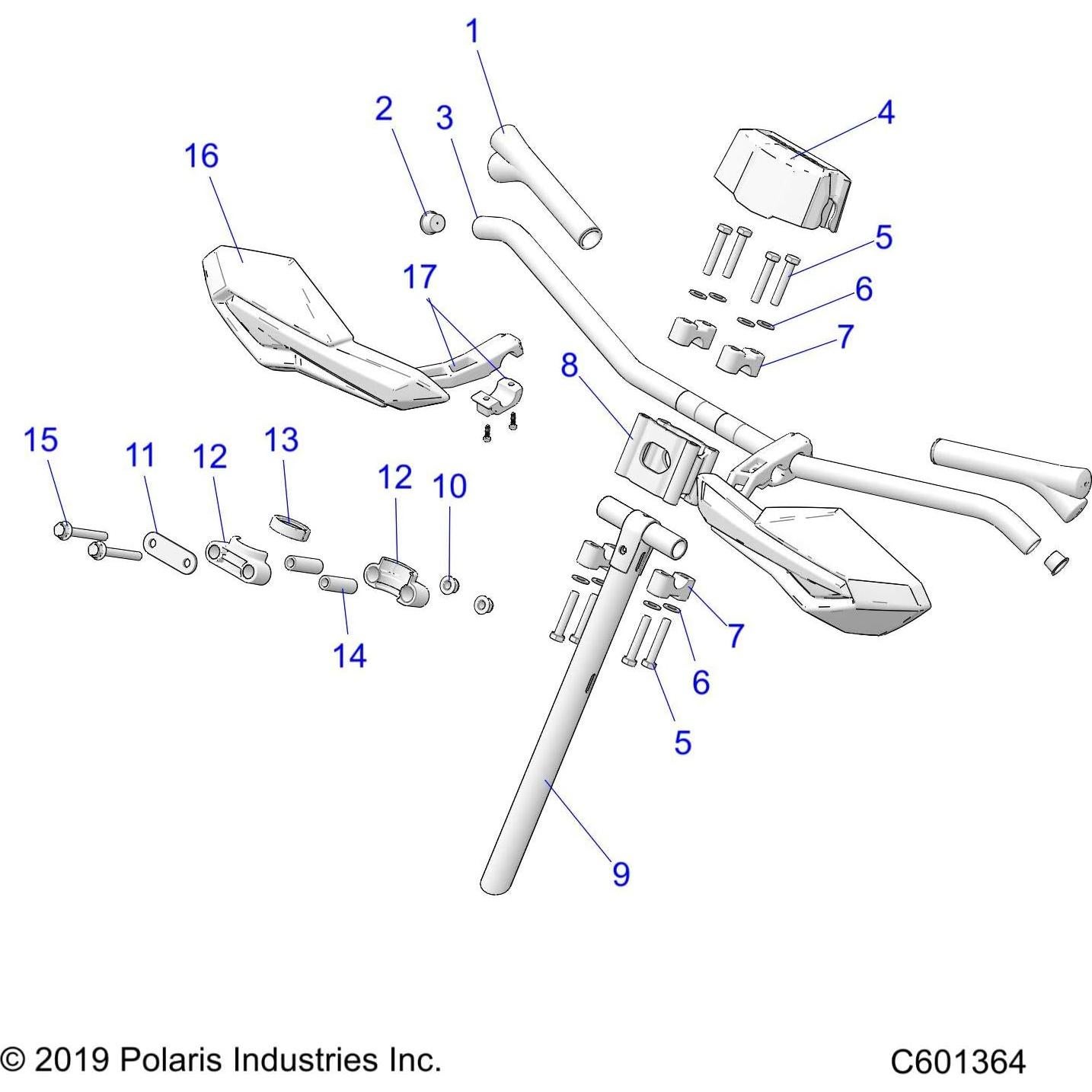Manillares Negros Polaris 2879192 Resistentes al Impacto