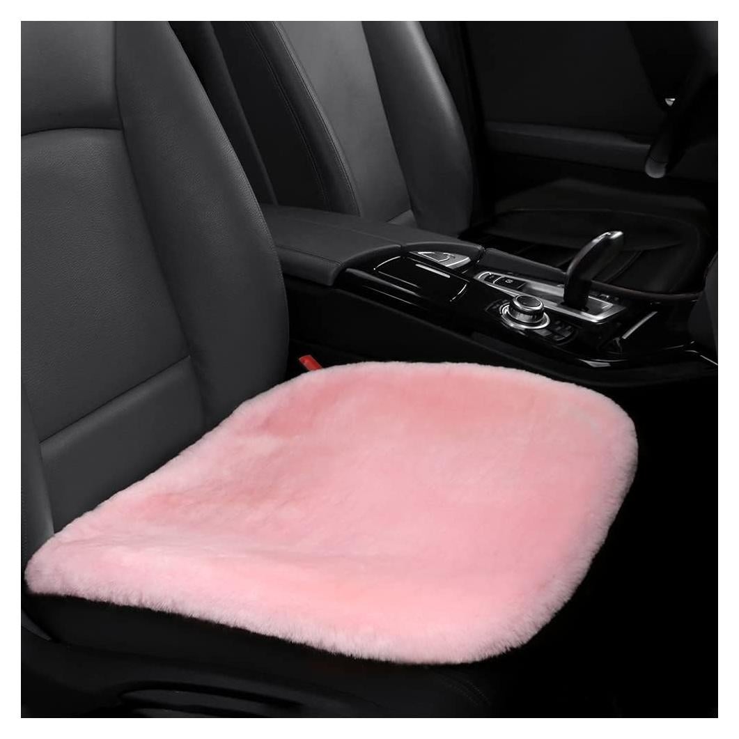 Almohadilla de Asiento de Auto IRIWOOL Piel de Oveja Rosa 49x49cm