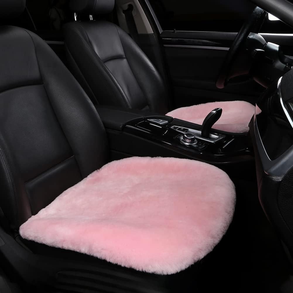 Almohadilla de Asiento de Auto IRIWOOL Piel de Oveja Rosa 49x49cm
