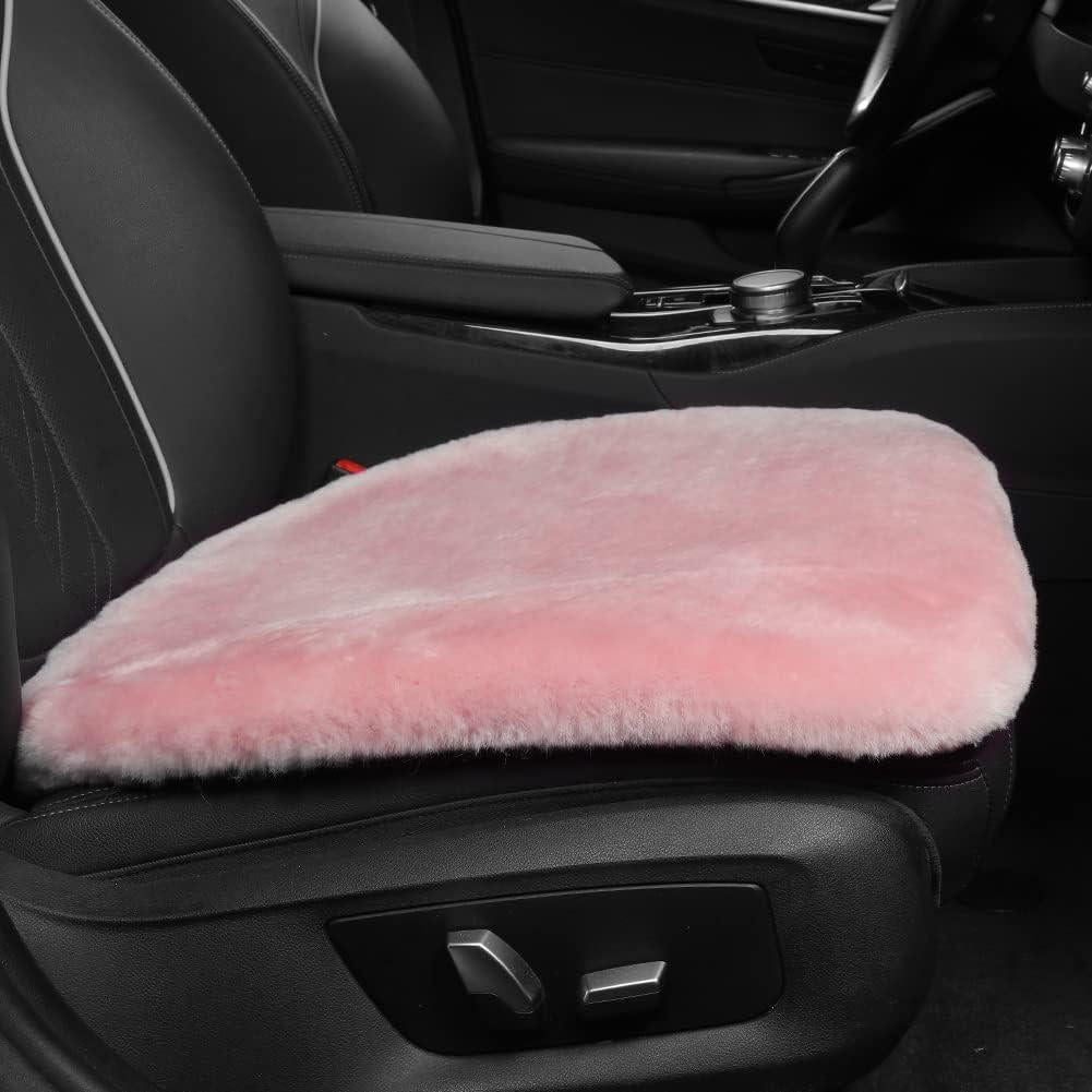 Almohadilla de Asiento de Auto IRIWOOL Piel de Oveja Rosa 49x49cm