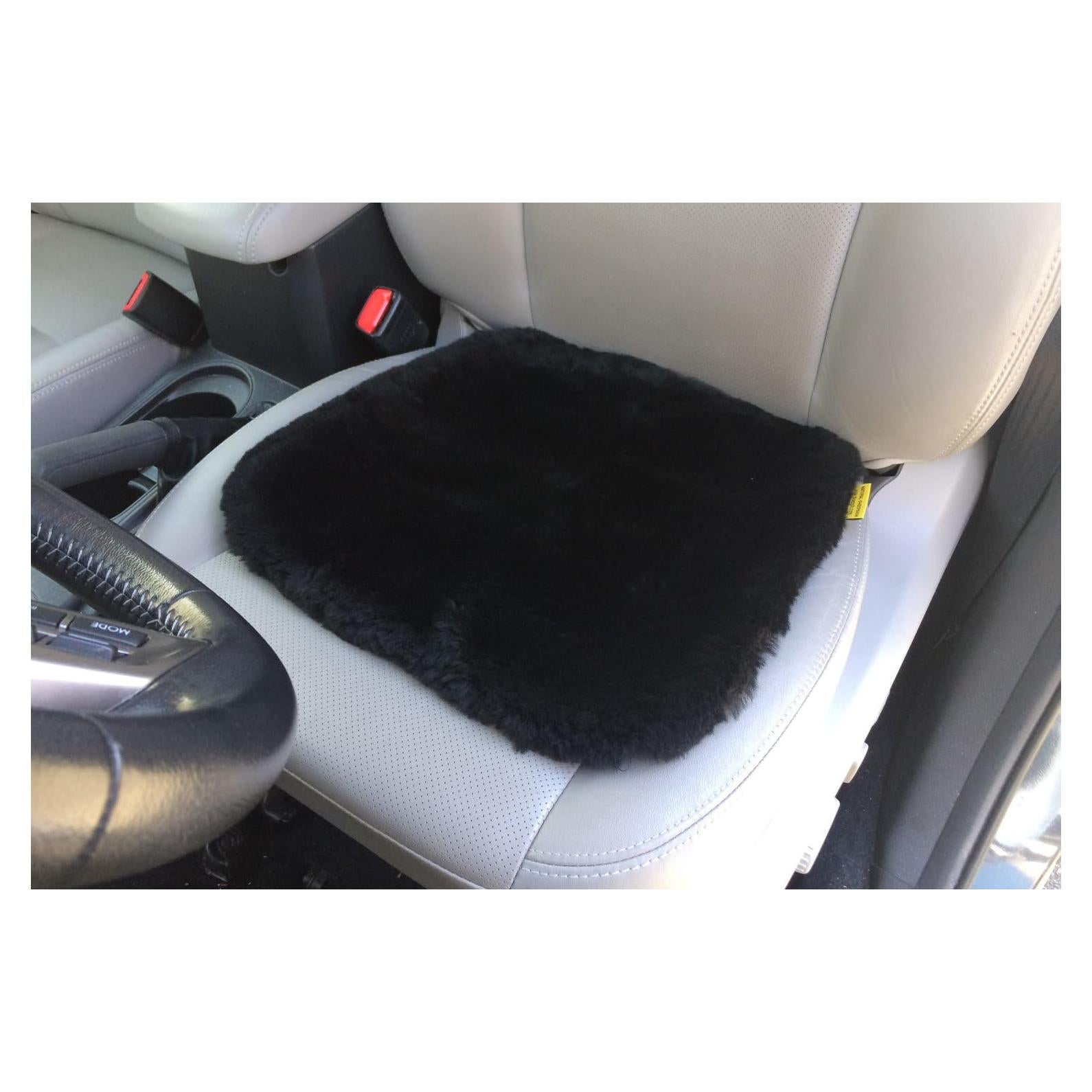 Almohadilla de Asiento de Piel de Oveja Skwoosh Negra 40.6x38.1cm