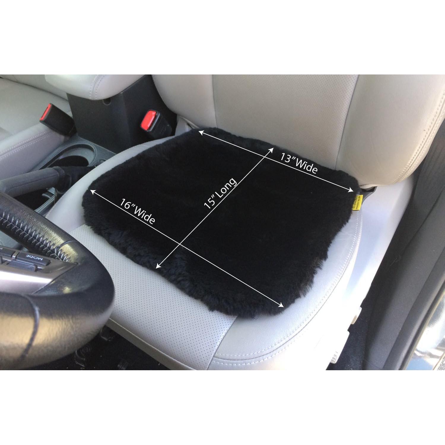 Almohadilla de Asiento de Piel de Oveja Skwoosh Negra 40.6x38.1cm