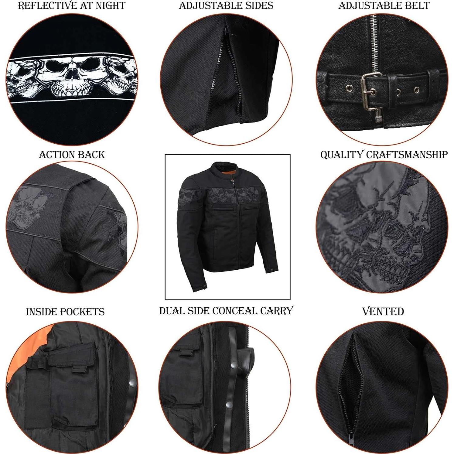 Chaqueta de Scooter Textil Negra Milwaukee Leather MPM1735