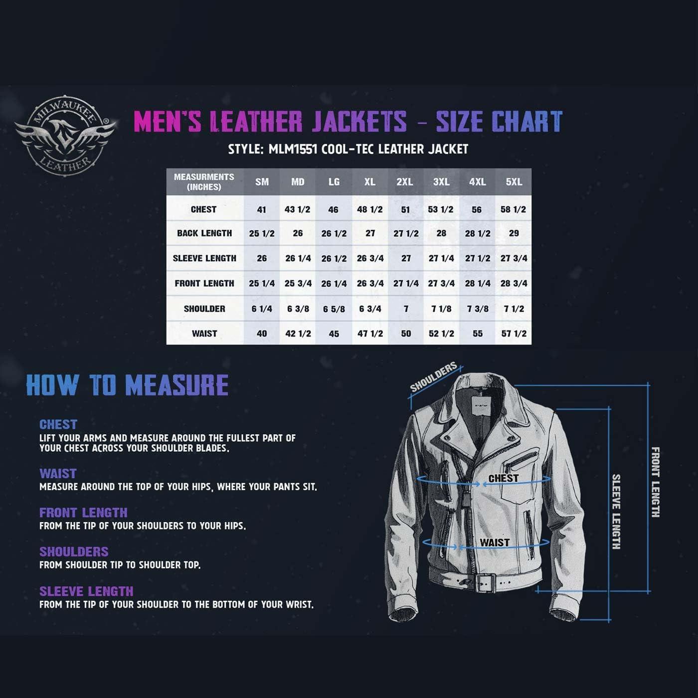 Chaqueta de motocicleta de cuero Milwaukee Leather MLM1551 negra