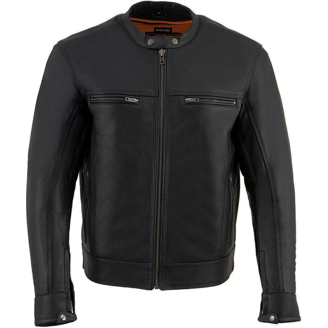 Chaqueta de motocicleta de cuero Milwaukee Leather MLM1551 negra