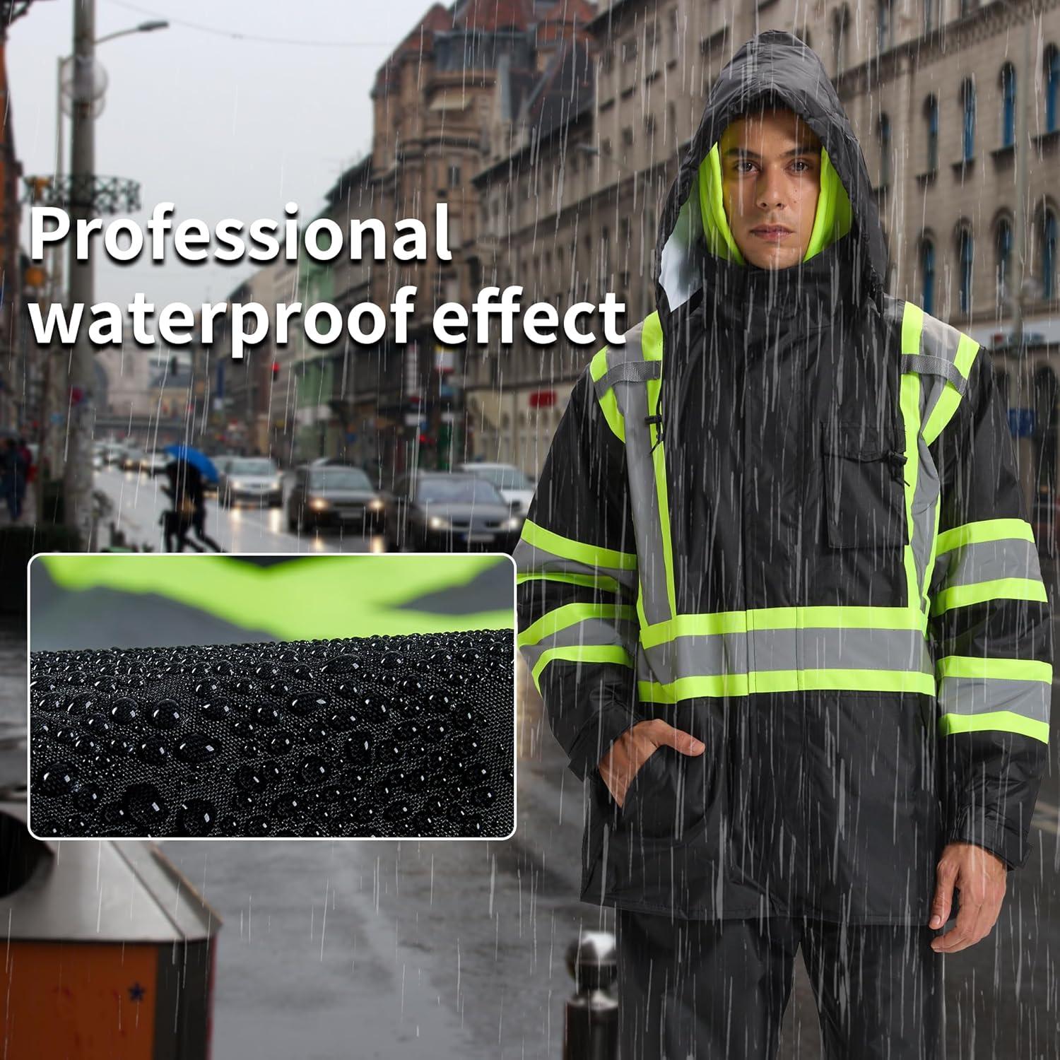 Traje de Lluvia SRsafety para Hombre, Alta Visibilidad, Impermeable