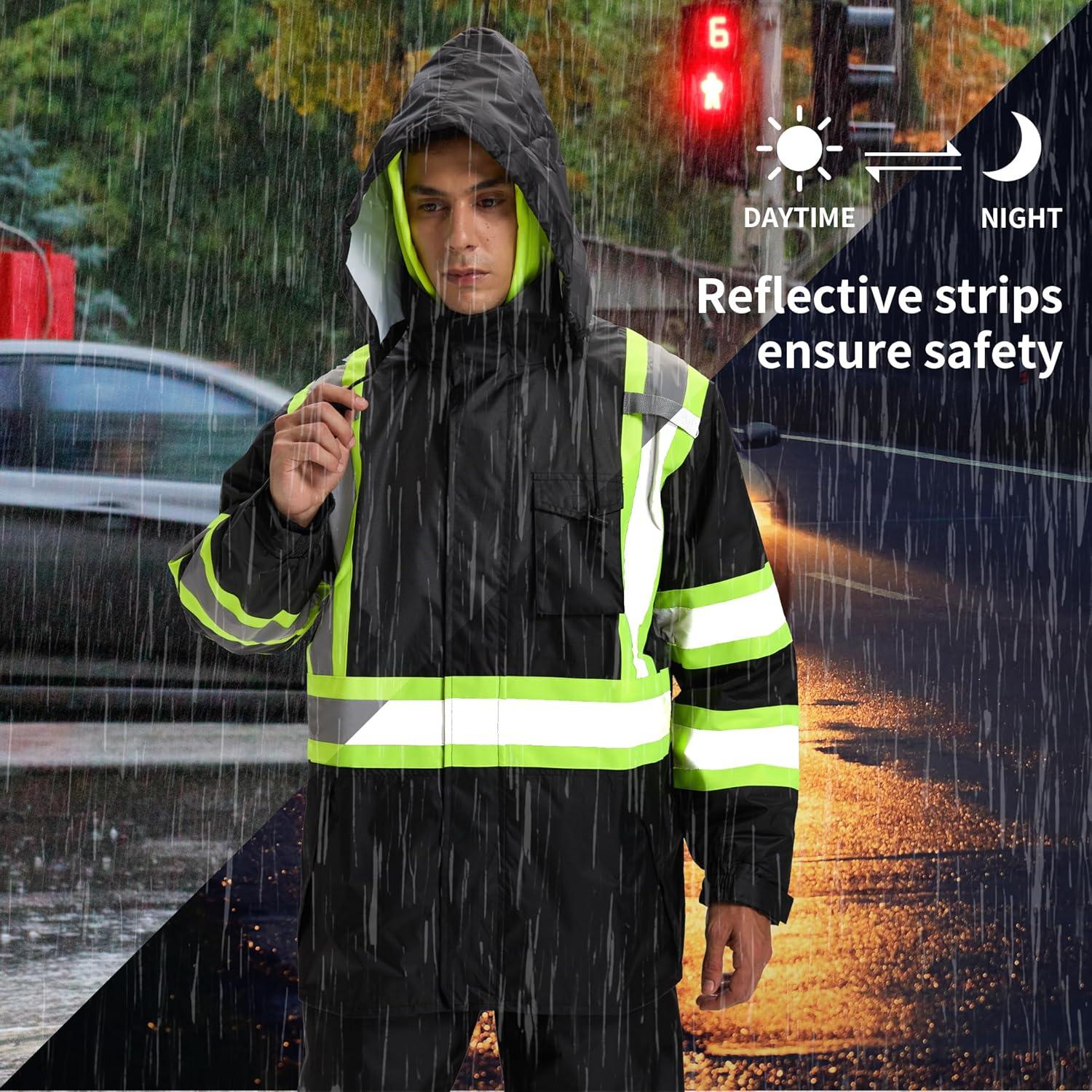 Traje de Lluvia SRsafety para Hombre, Alta Visibilidad, Impermeable