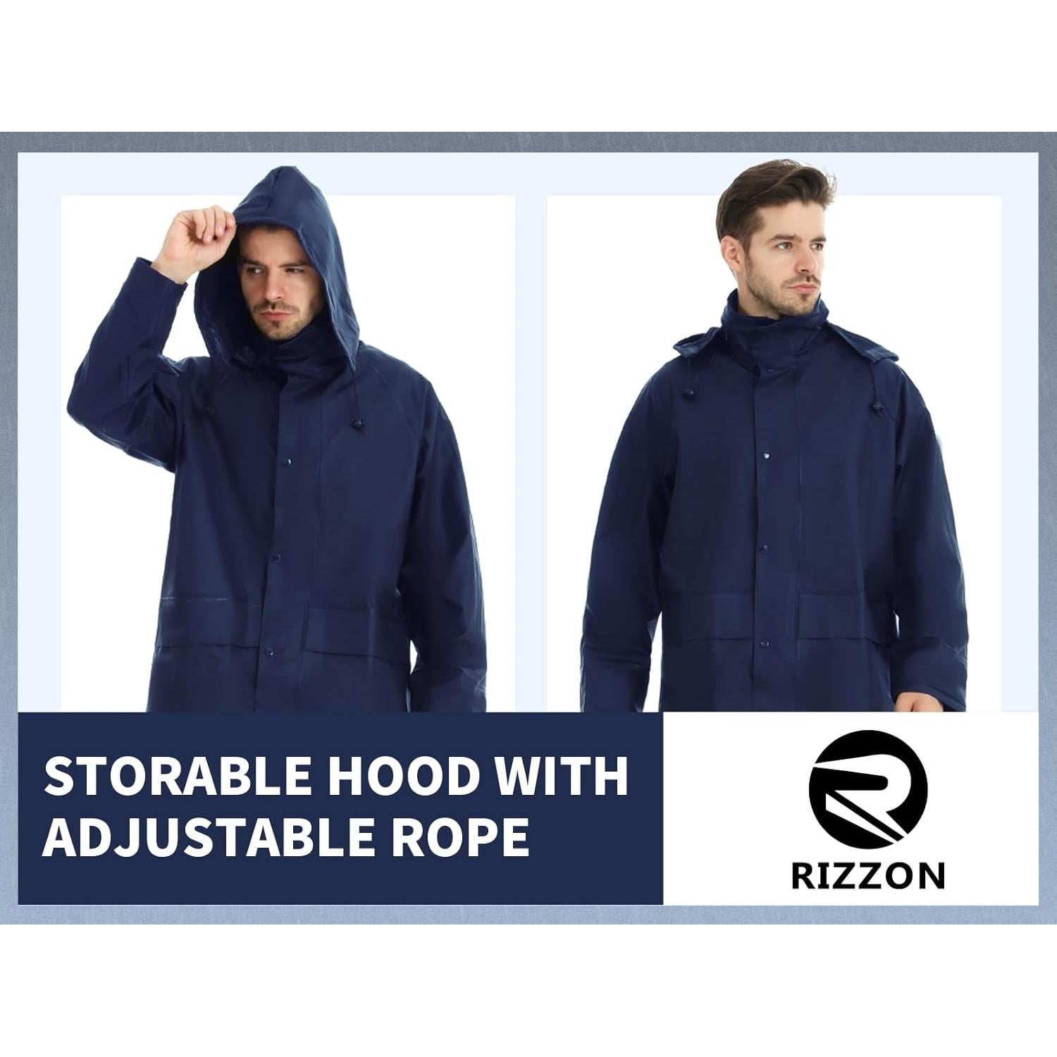 Traje de Lluvia Rizzon para Hombres Impermeable Mediano Marino