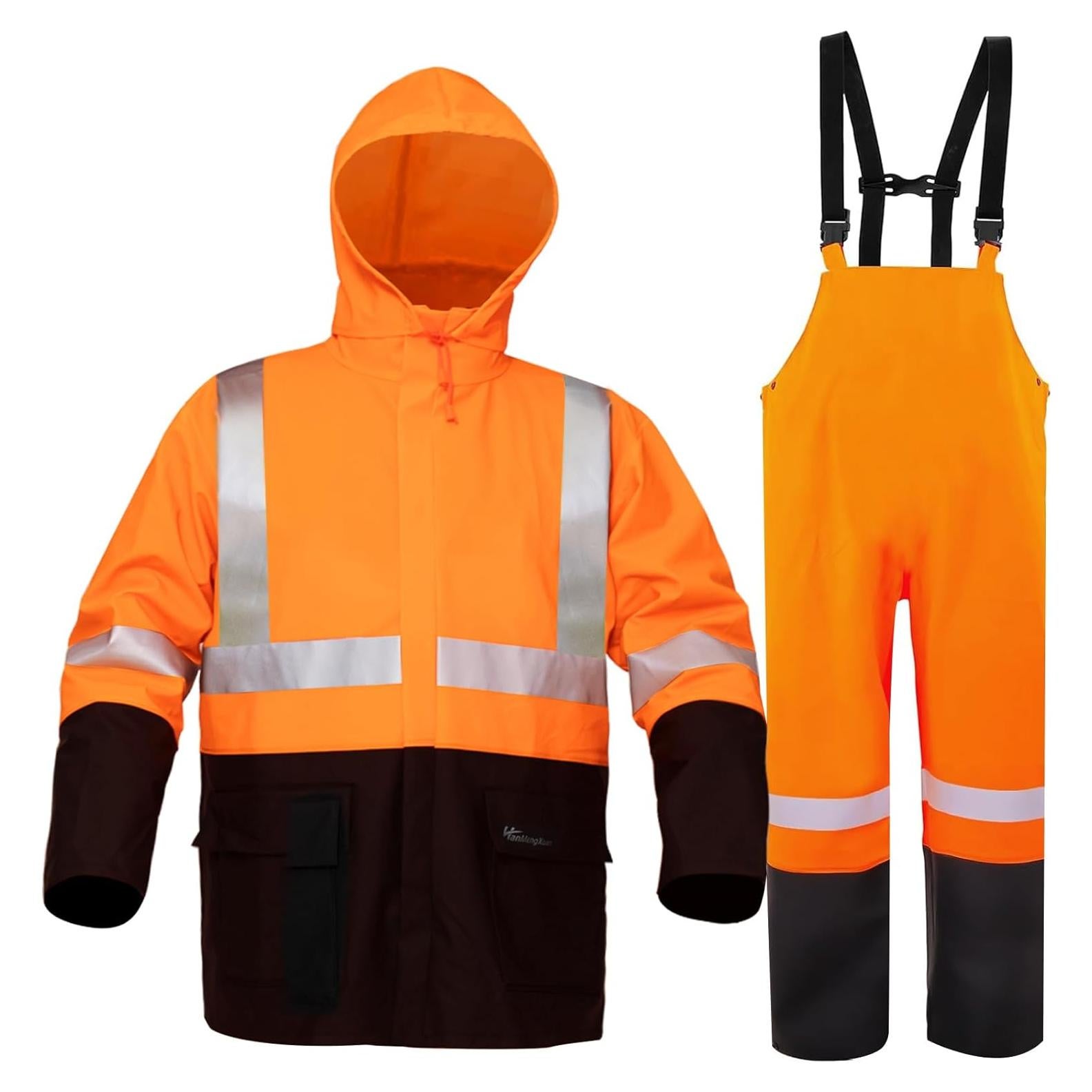 Traje de Lluvia Impermeable para Hombres SuznSiax Naranja