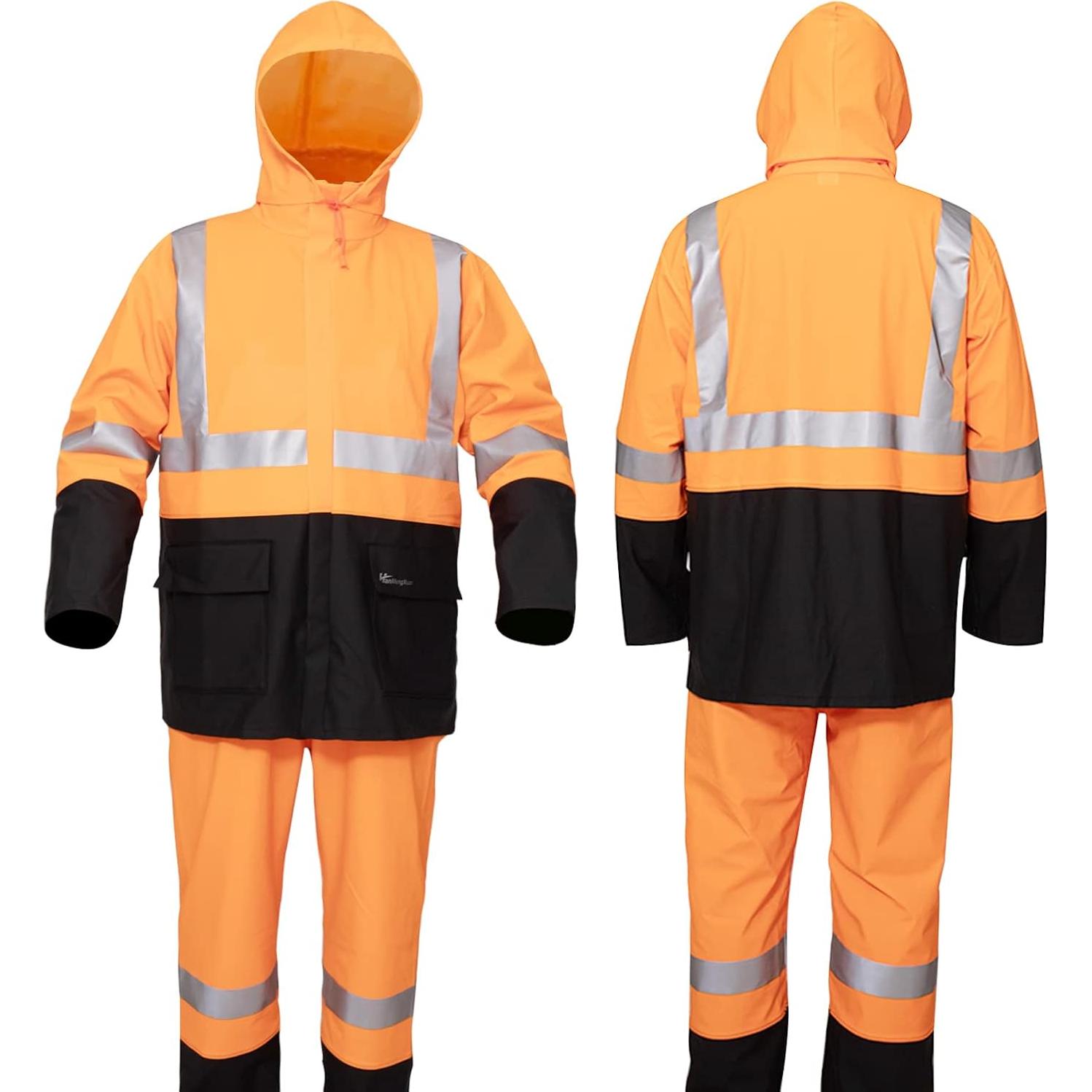 Traje de Lluvia Impermeable para Hombres SuznSiax Naranja