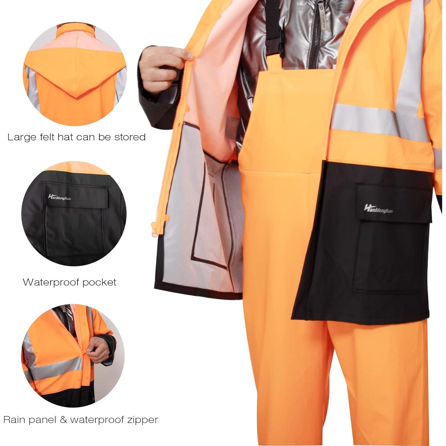 Traje de Lluvia Impermeable para Hombres SuznSiax Naranja