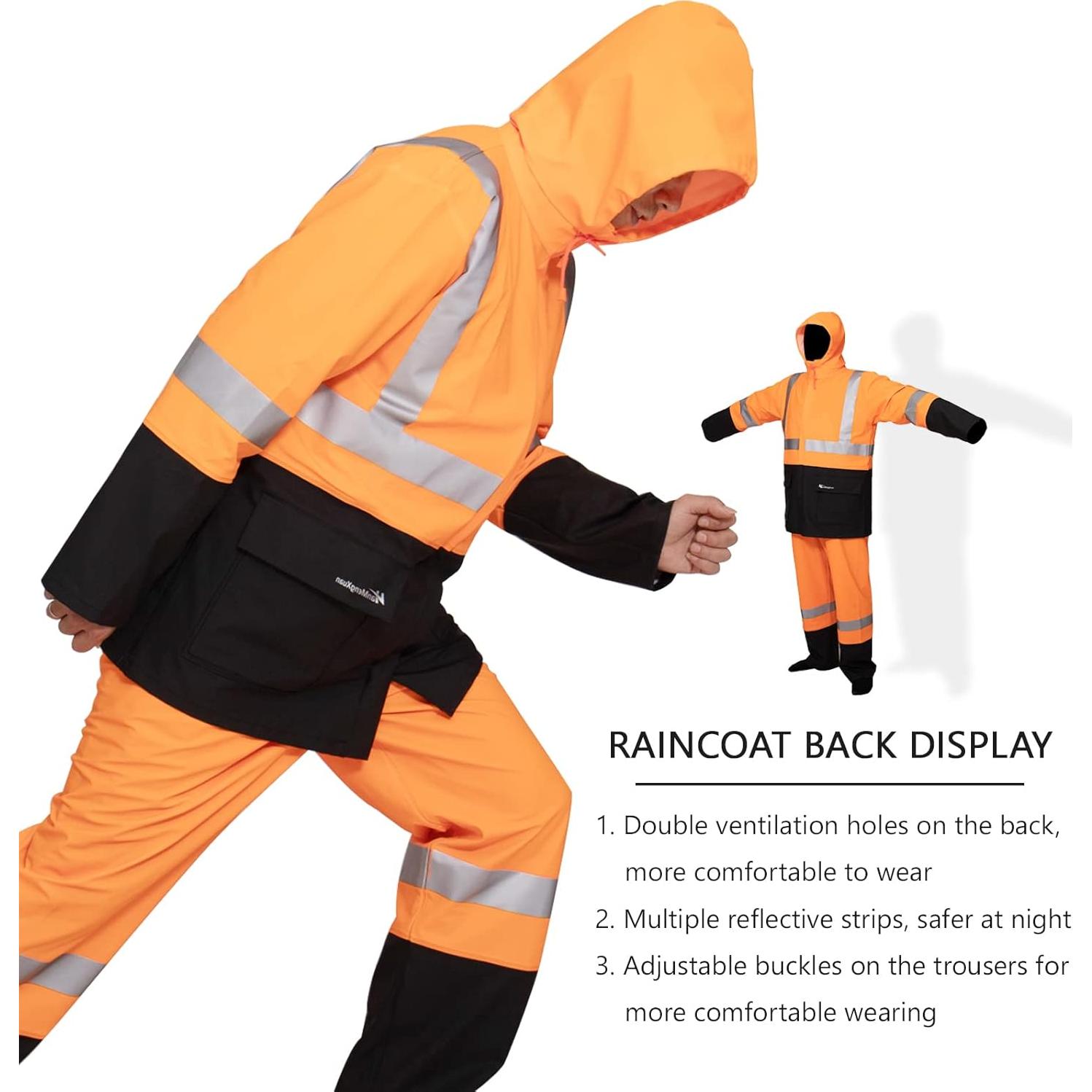 Traje de Lluvia Impermeable para Hombres SuznSiax Naranja
