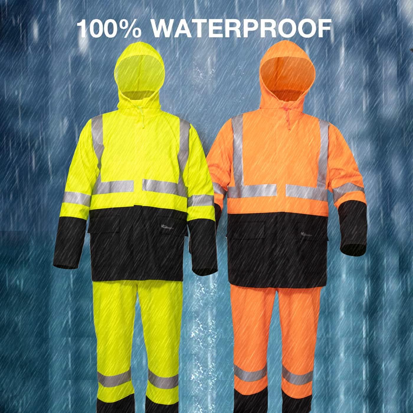 Traje de Lluvia Impermeable para Hombres SuznSiax Naranja