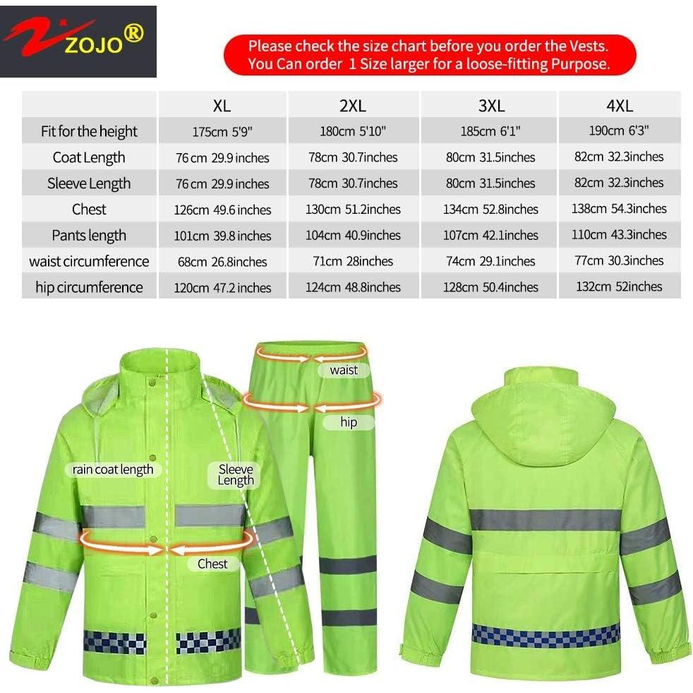 Traje de Lluvia ZOJO XL Alta Visibilidad Reflectante Amarillo