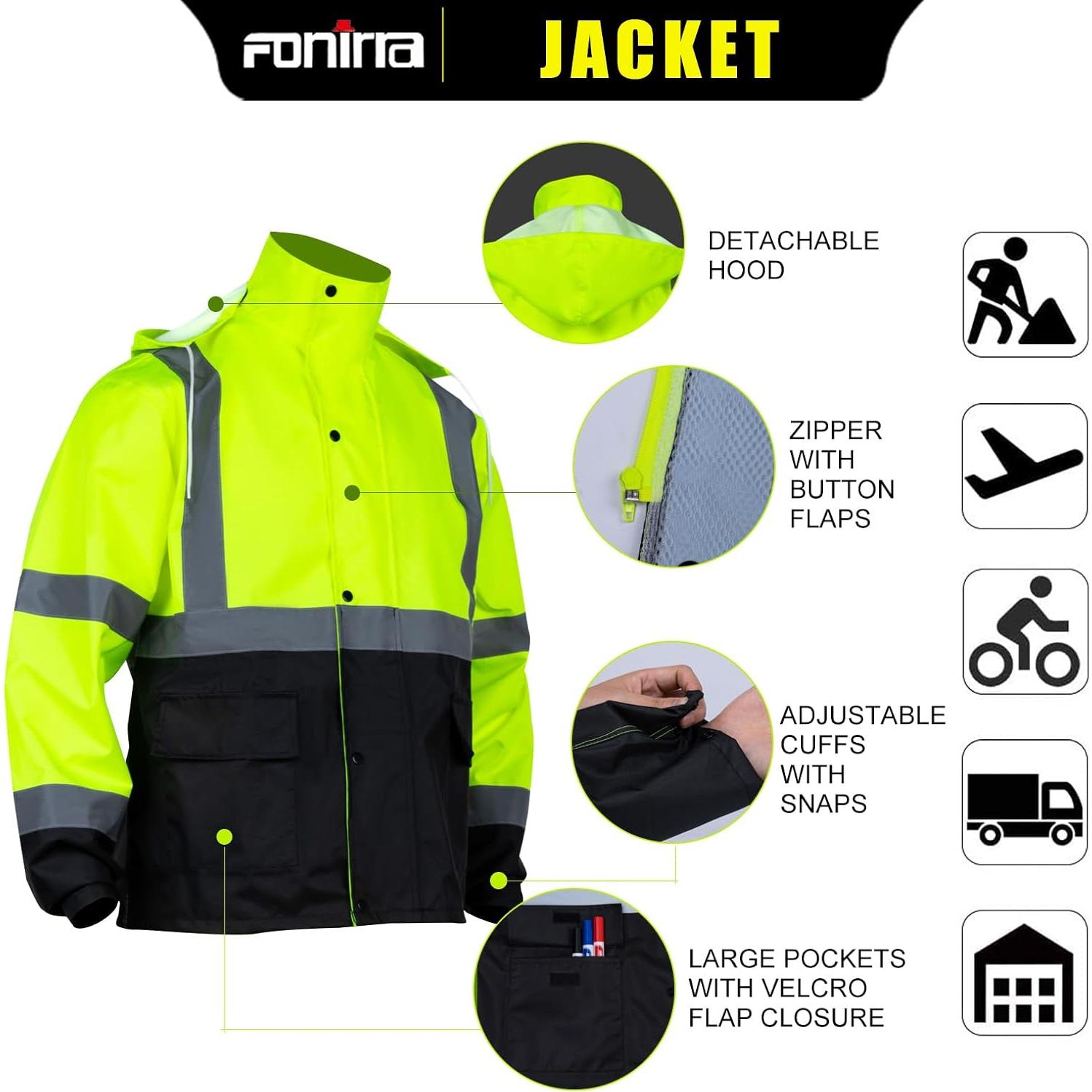 Chaqueta de Lluvia Hi Vis FONIRRA para Hombres Clase 3 Amarillo
