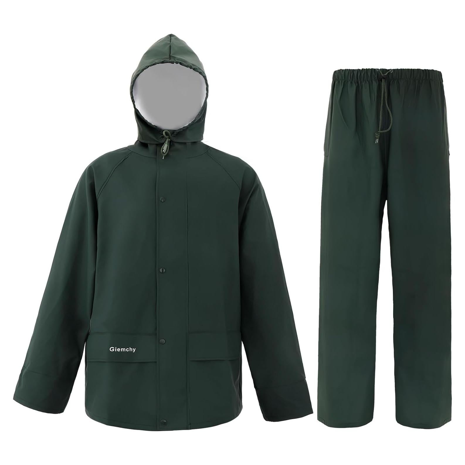 Traje de Lluvia Impermeable Unisex 3X Verde Oscuro Reflectante