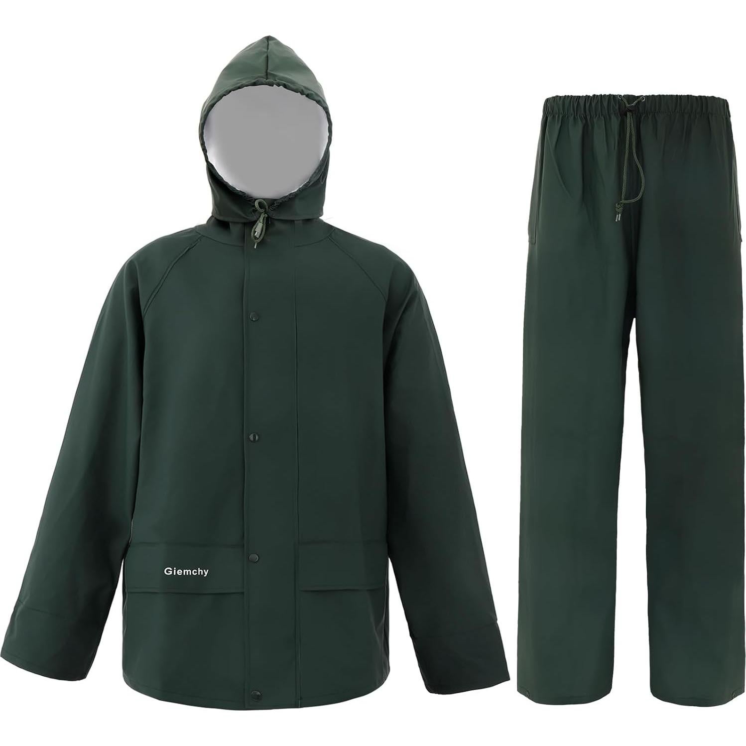Traje de Lluvia Impermeable Unisex 3X Verde Oscuro Reflectante