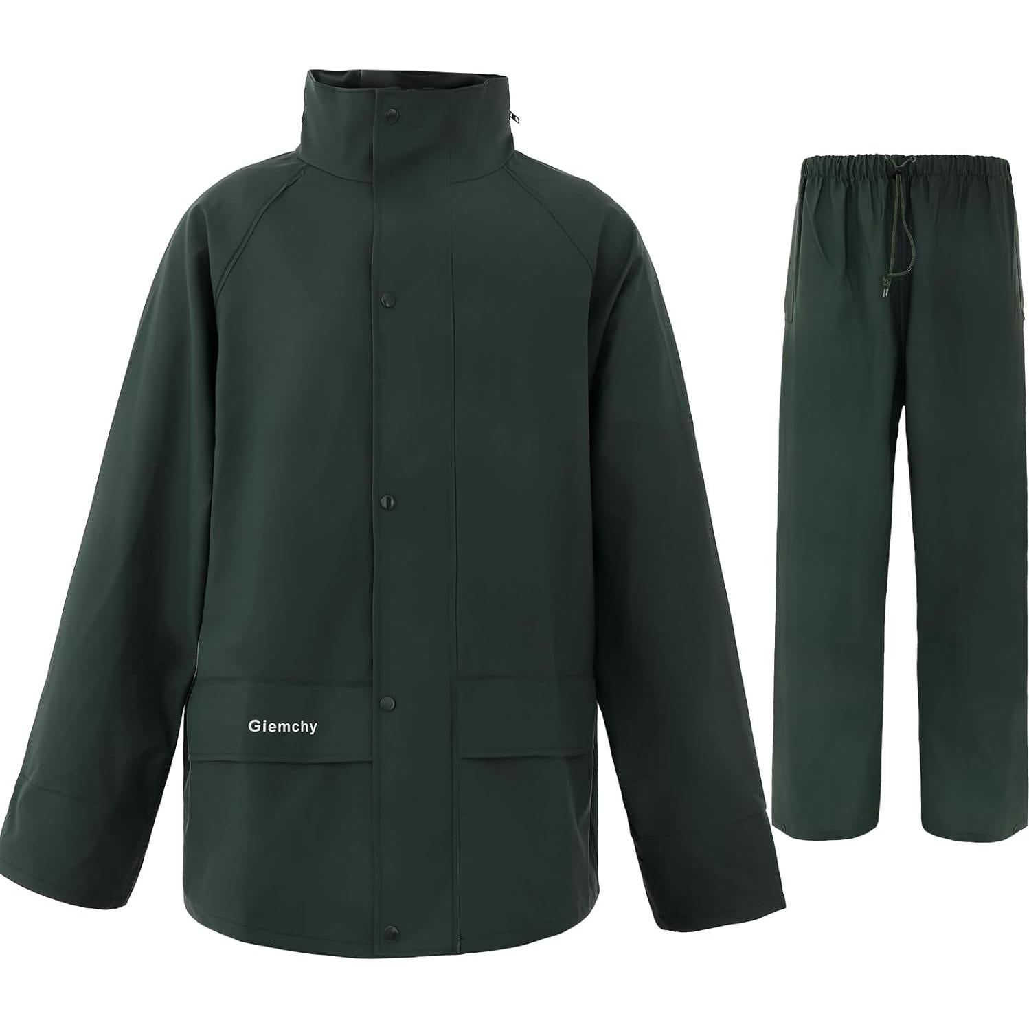 Traje de Lluvia Impermeable Unisex 3X Verde Oscuro Reflectante