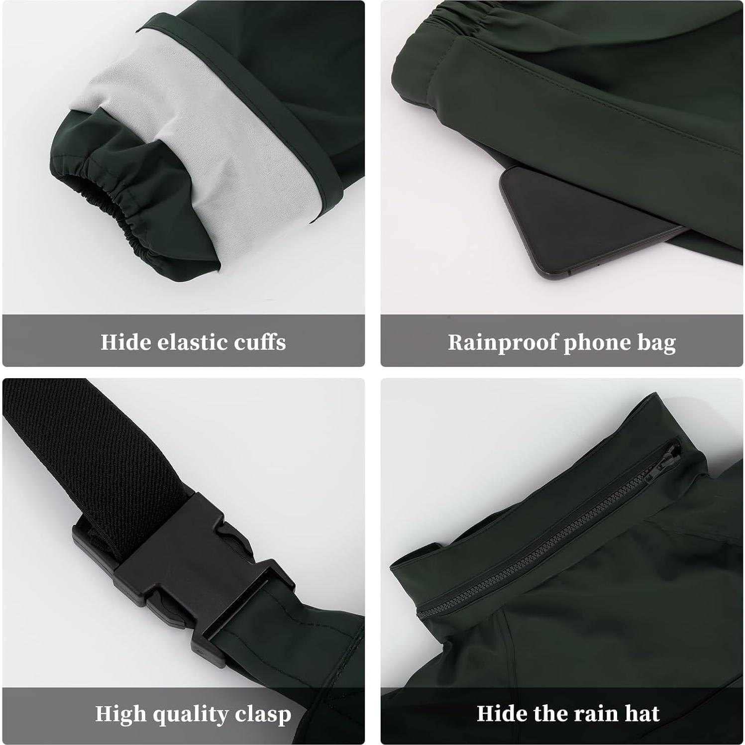 Traje de Lluvia Impermeable Unisex 3X Verde Oscuro Reflectante