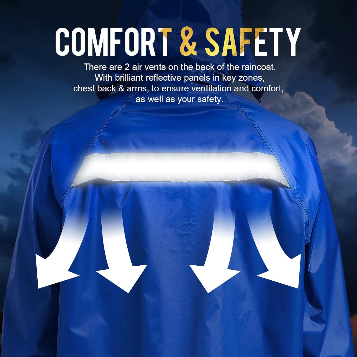 Traje de Lluvia Impermeable AMKsedom para Hombres Azul XXL