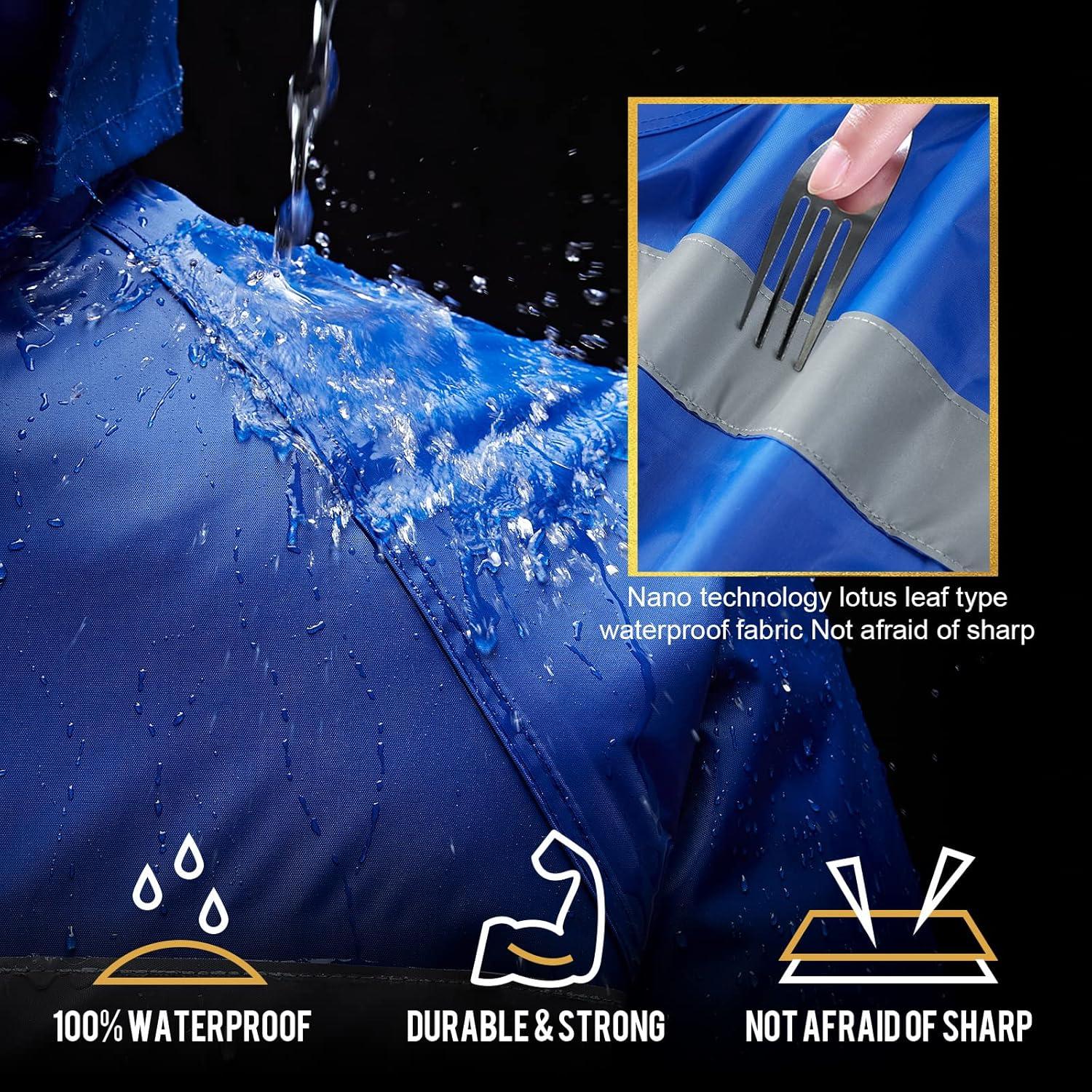 Traje de Lluvia Impermeable AMKsedom para Hombres Azul XXL