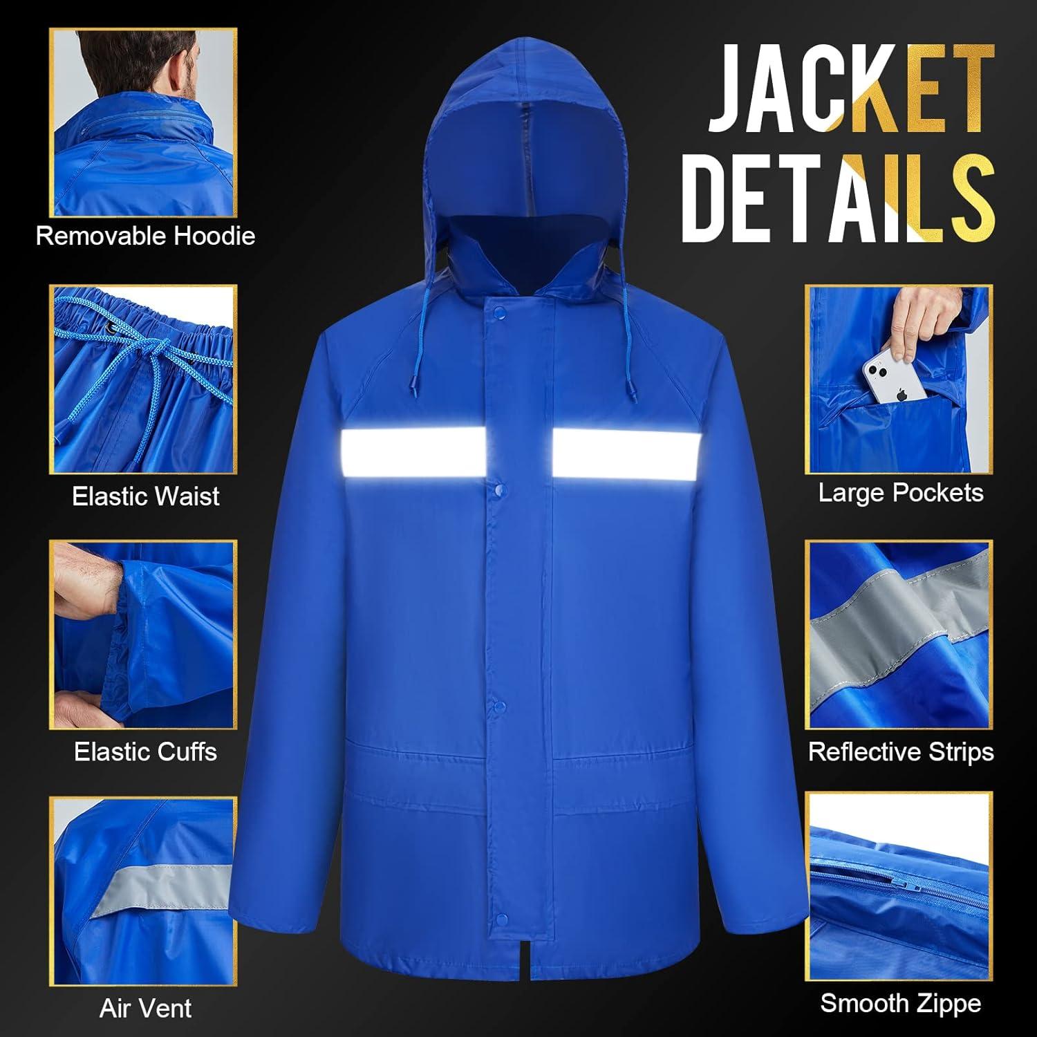 Traje de Lluvia Impermeable AMKsedom para Hombres Azul XXL