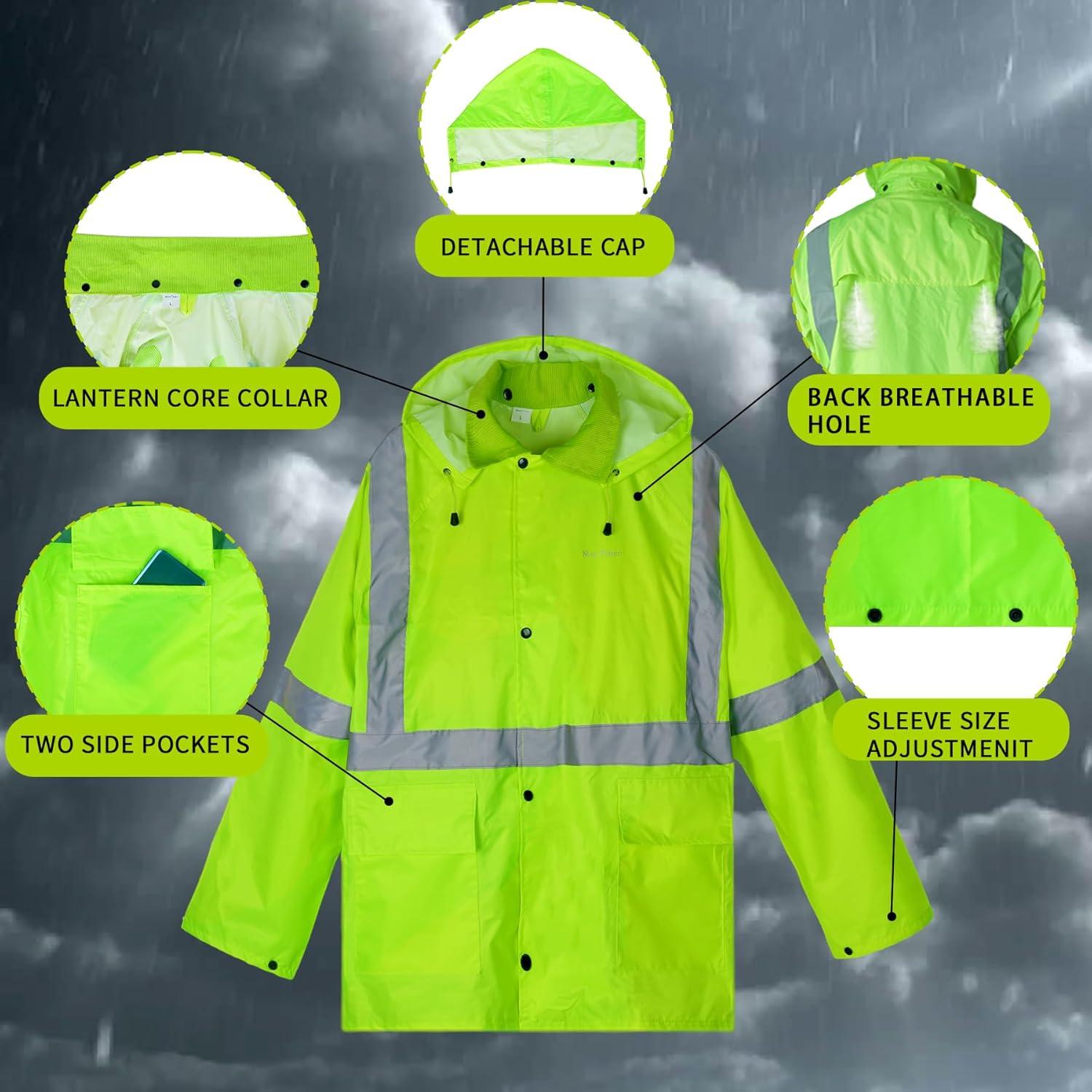 Traje de Lluvia Impermeable MaxTiner para Hombres Grande Fluorescente