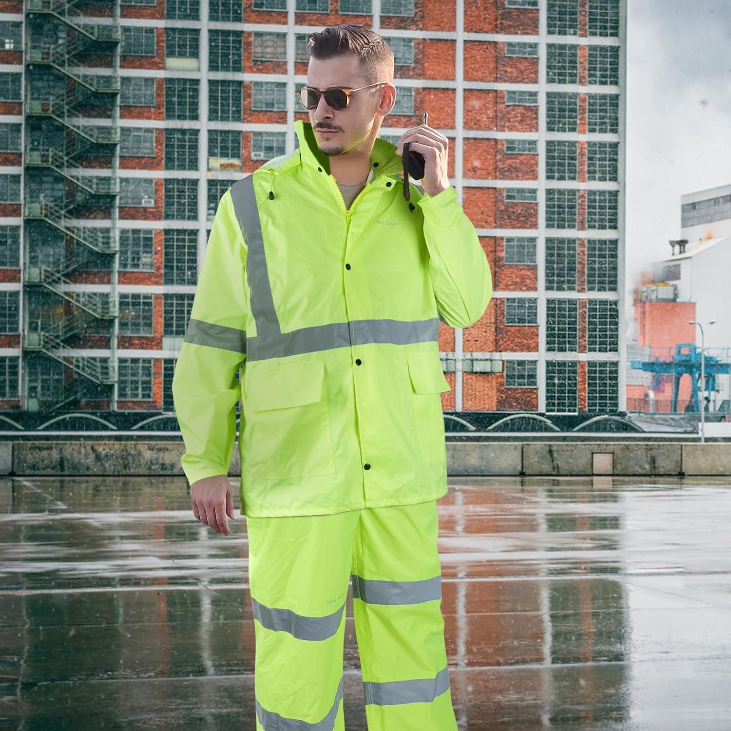 Traje de Lluvia Impermeable MaxTiner para Hombres Grande Fluorescente