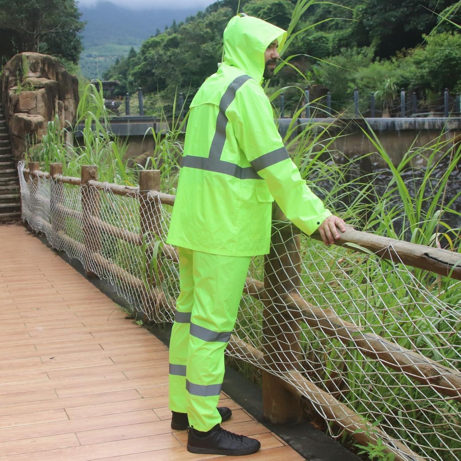 Traje de Lluvia Impermeable MaxTiner para Hombres Grande Fluorescente