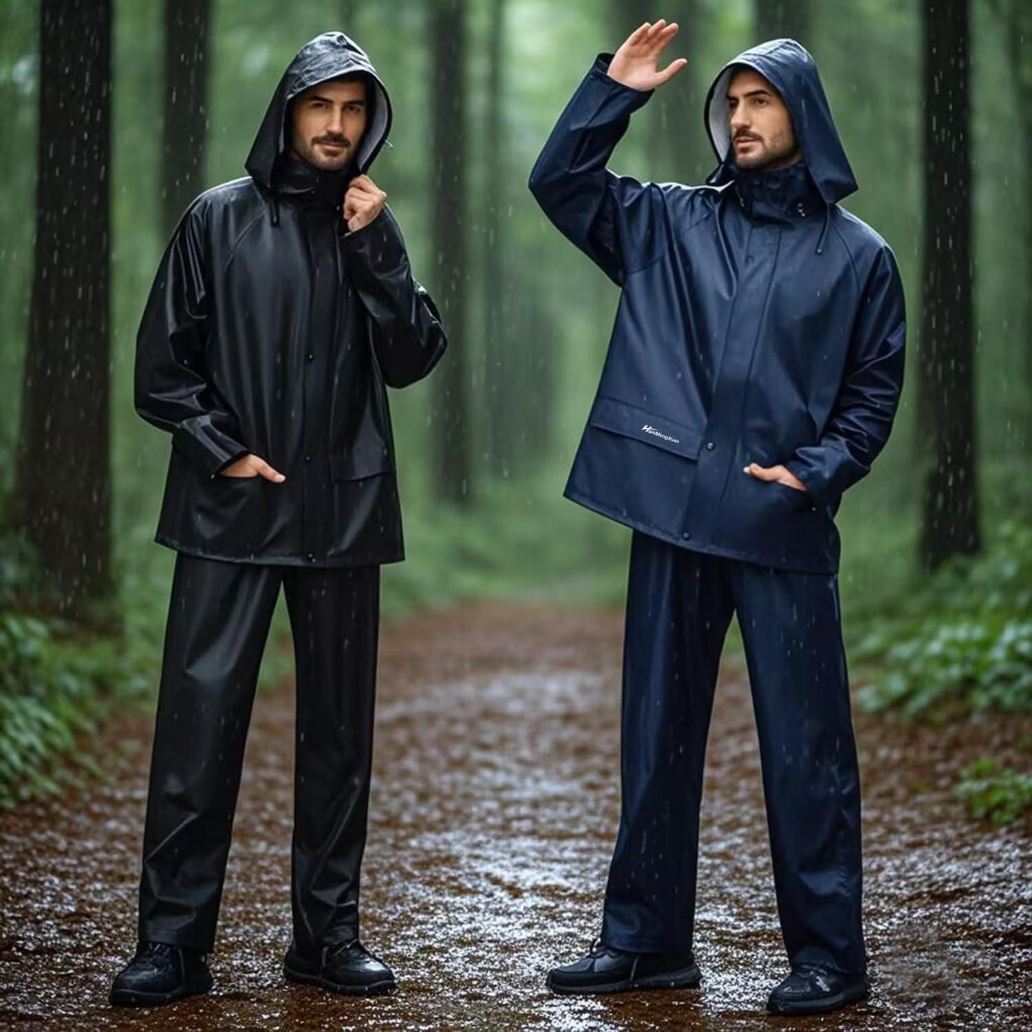 Traje de Lluvia Impermeable Unisex HANMENGXUAN Negro
