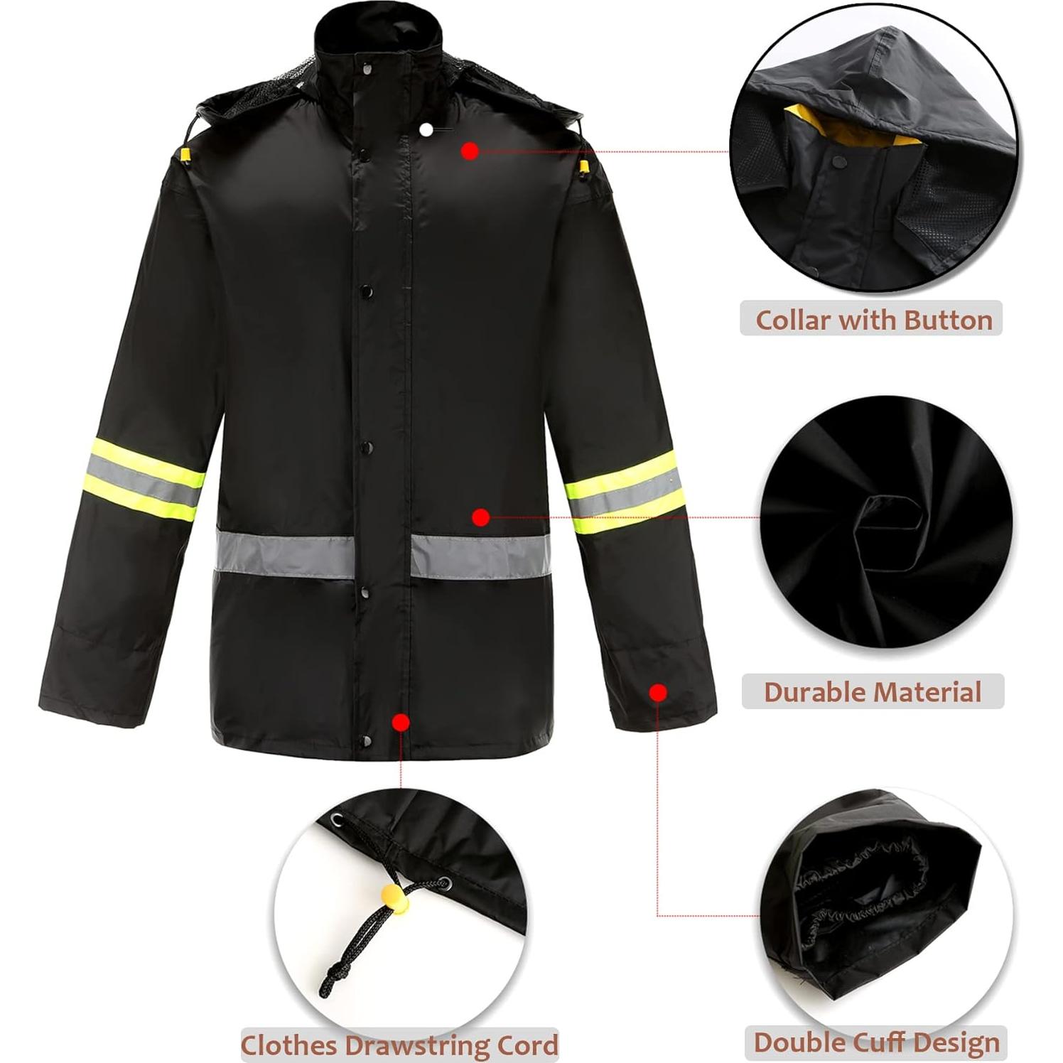 Traje de Lluvia Impermeable Ourcan para Hombres XXL Negro