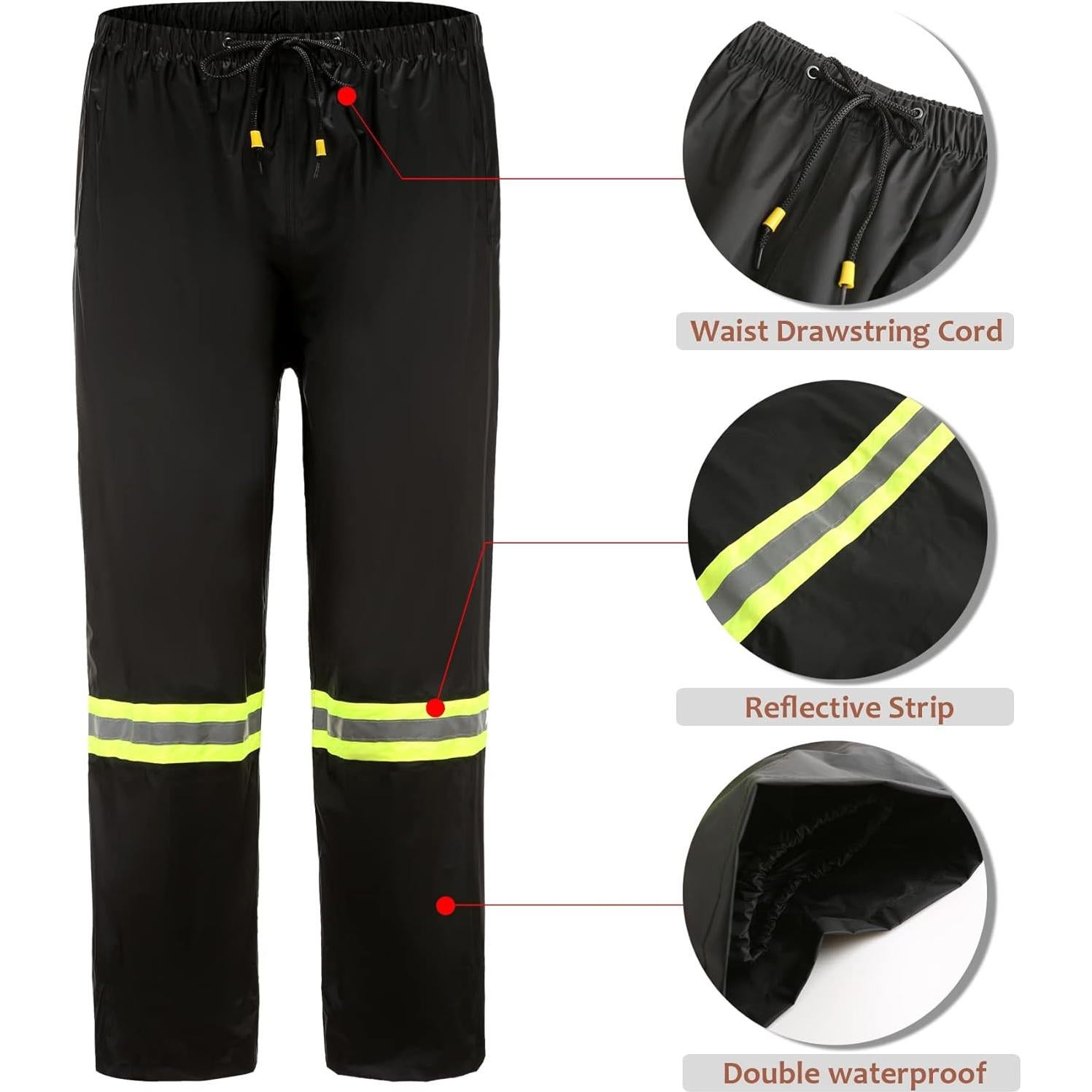 Traje de Lluvia Impermeable Ourcan para Hombres XXL Negro