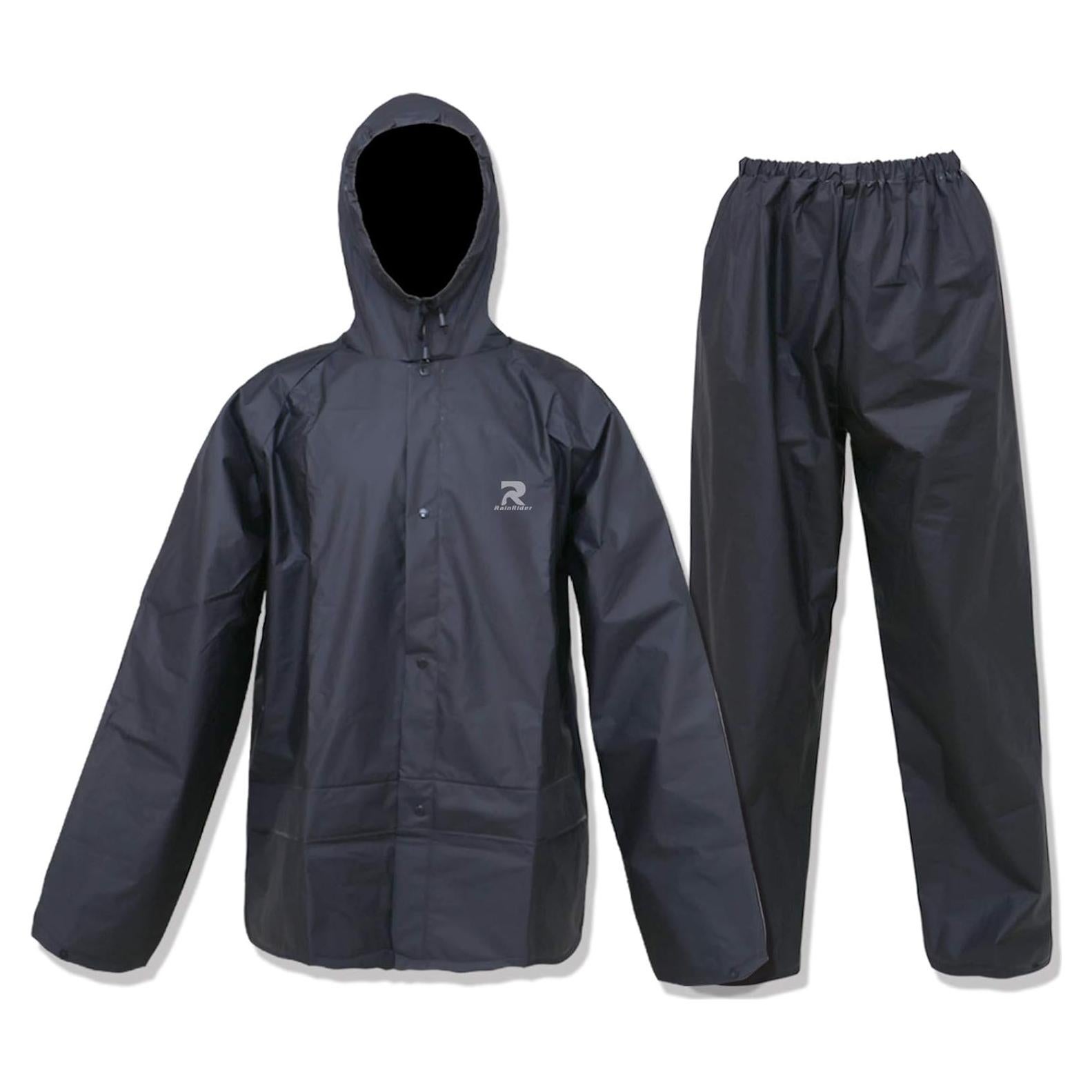 Traje de Lluvia Ultra-Lite Unisex Impermeable 2 Piezas Negro