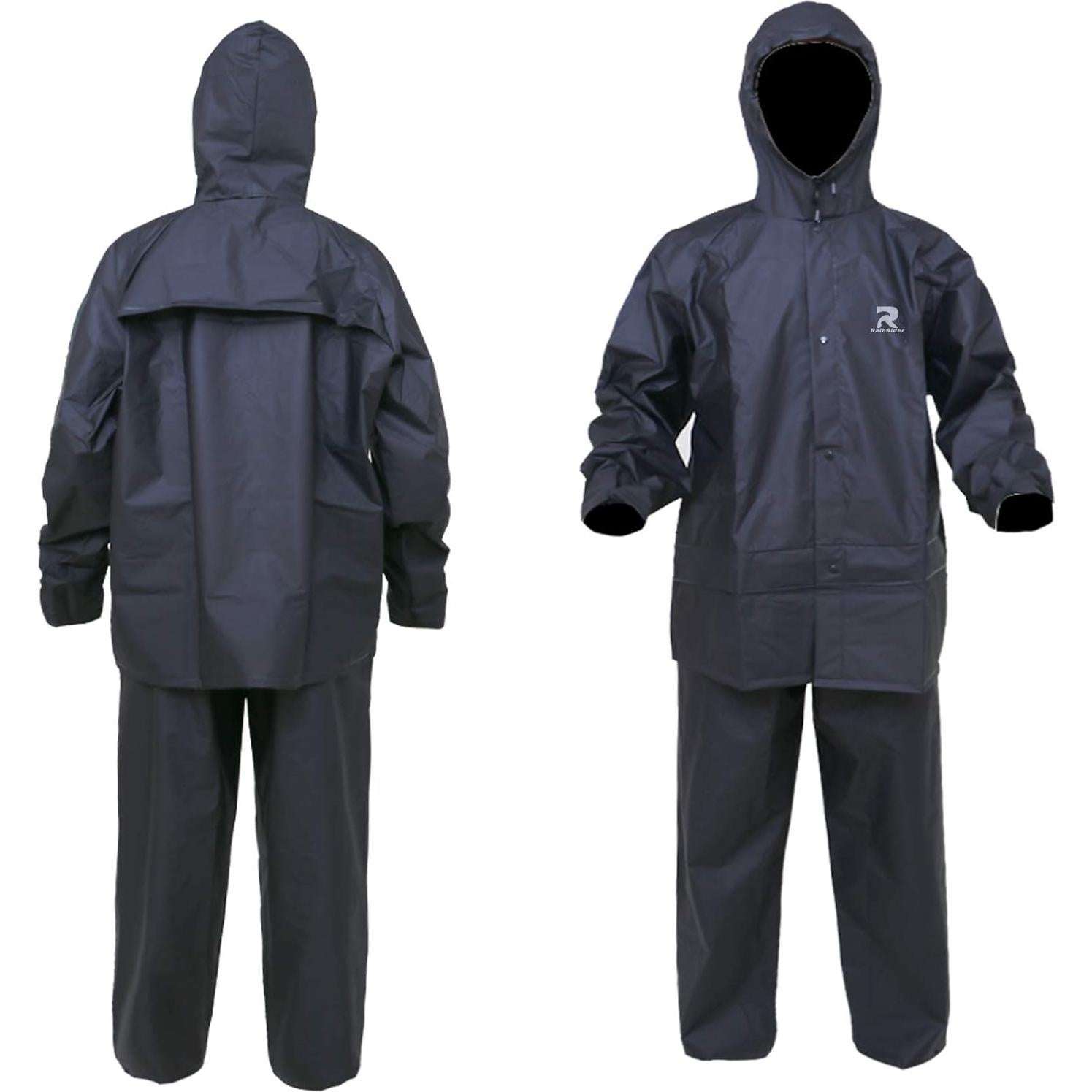Traje de Lluvia Ultra-Lite Unisex Impermeable 2 Piezas Negro