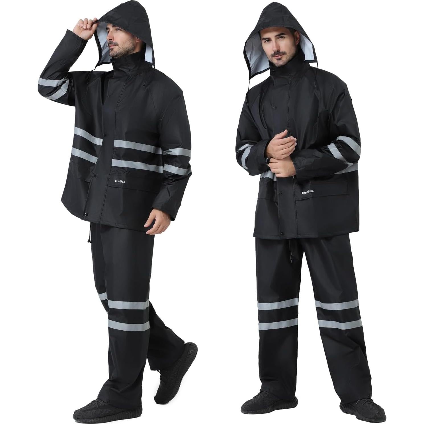 Traje de Lluvia Impermeable SuznSiax para Hombres Mediano Negro