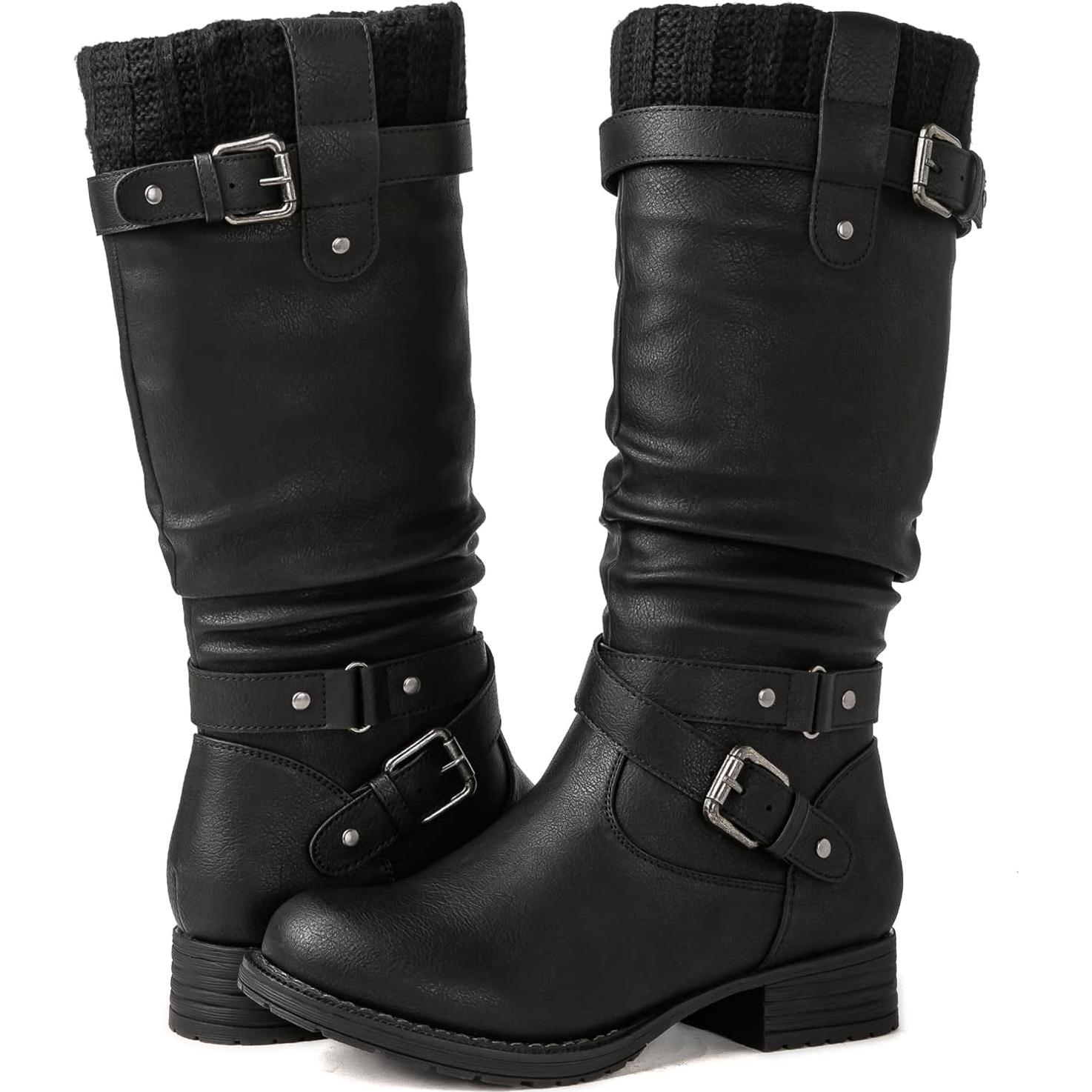 Botas de Motocicleta para Mujer Globalwin - Cuero Sintético Negro