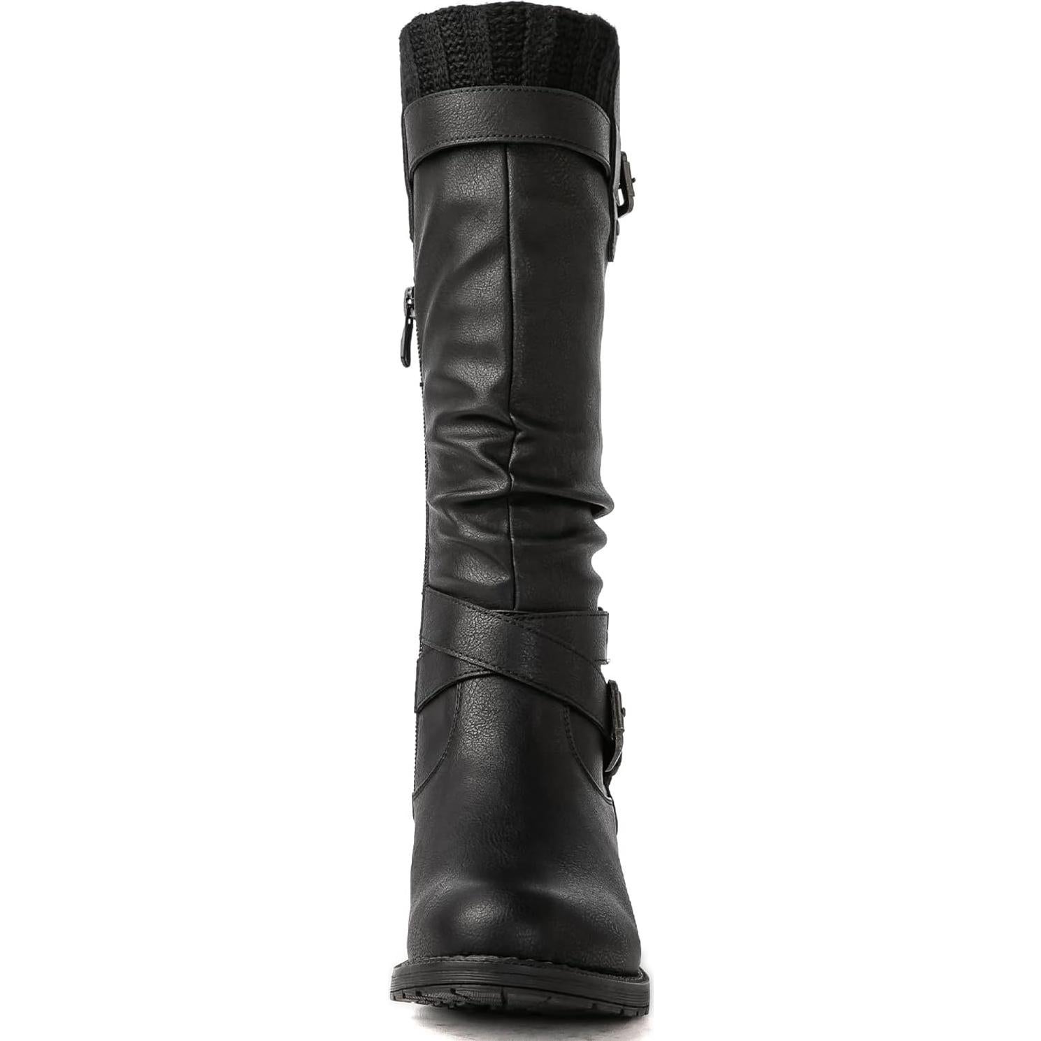 Botas de Motocicleta para Mujer Globalwin - Cuero Sintético Negro