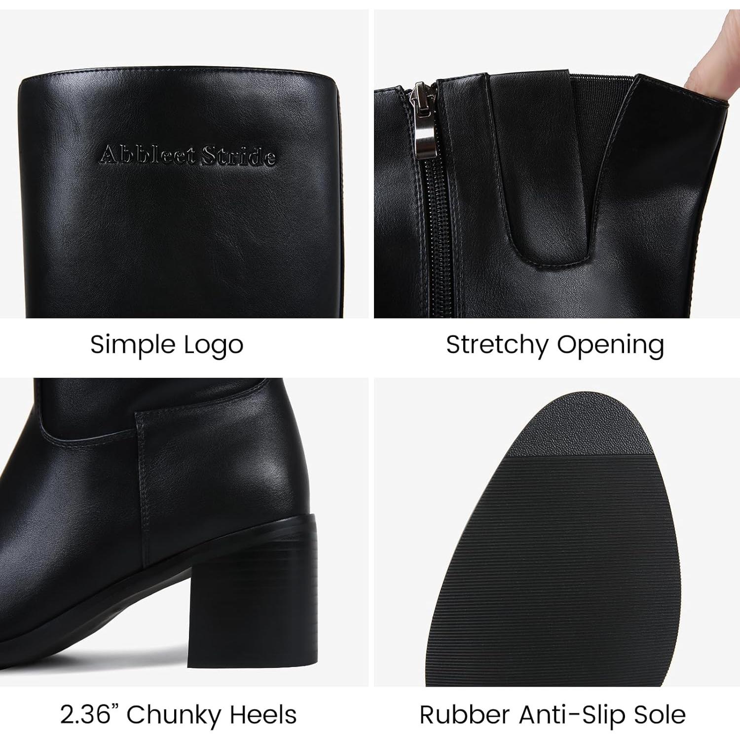 Botas Negras de Tacón para Mujeres Abbleet Stride 41.8cm