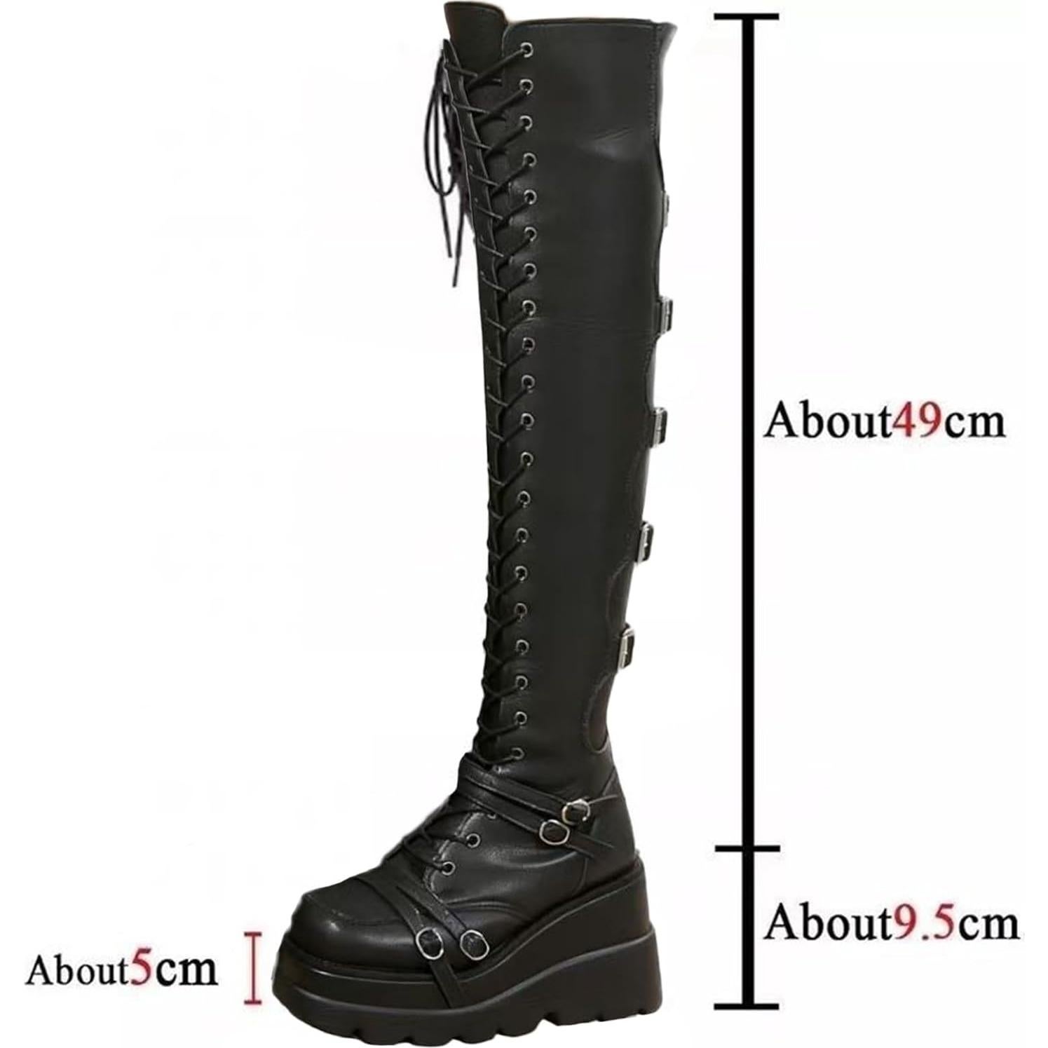 Botas de Muslo Alto GUNIYIFS para Mujeres - Goth Punk con Hebillas