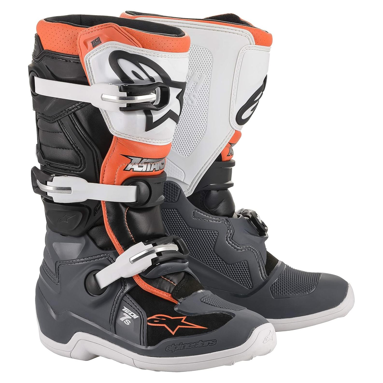 Botas Tech 7S Unisex Niños Alpinestars Negro/Gris/Blanco/Naranja