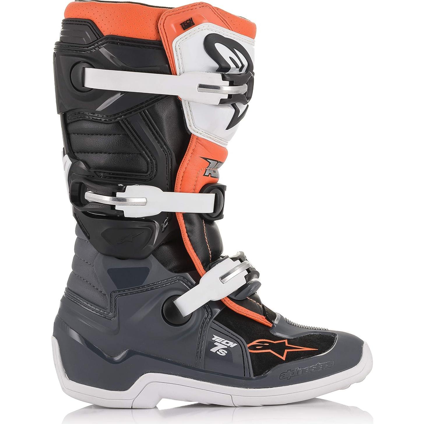 Botas Tech 7S Unisex Niños Alpinestars Negro/Gris/Blanco/Naranja