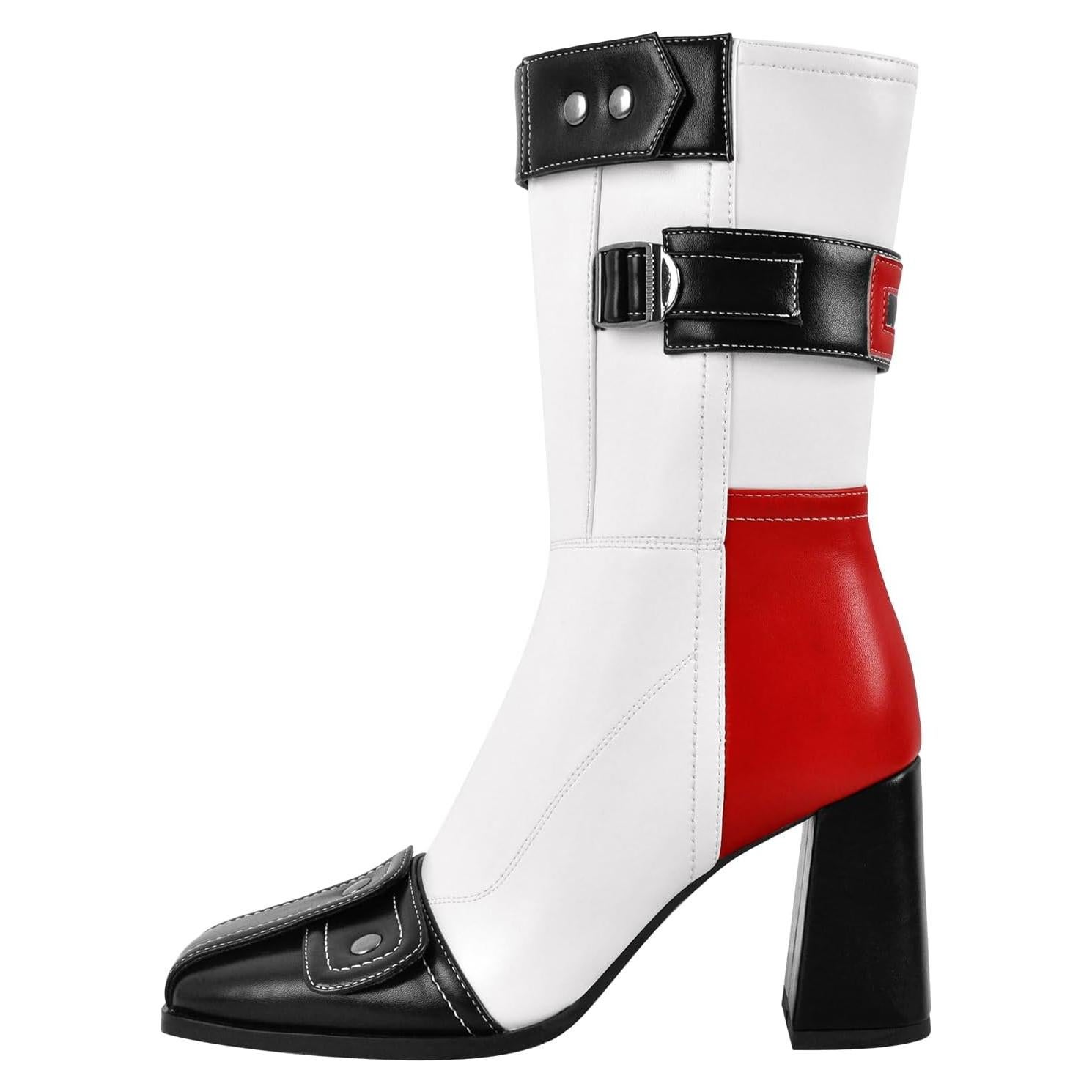 Botas de Motocicleta de Cuero Vecipatcare para Mujer - Tacón Grueso