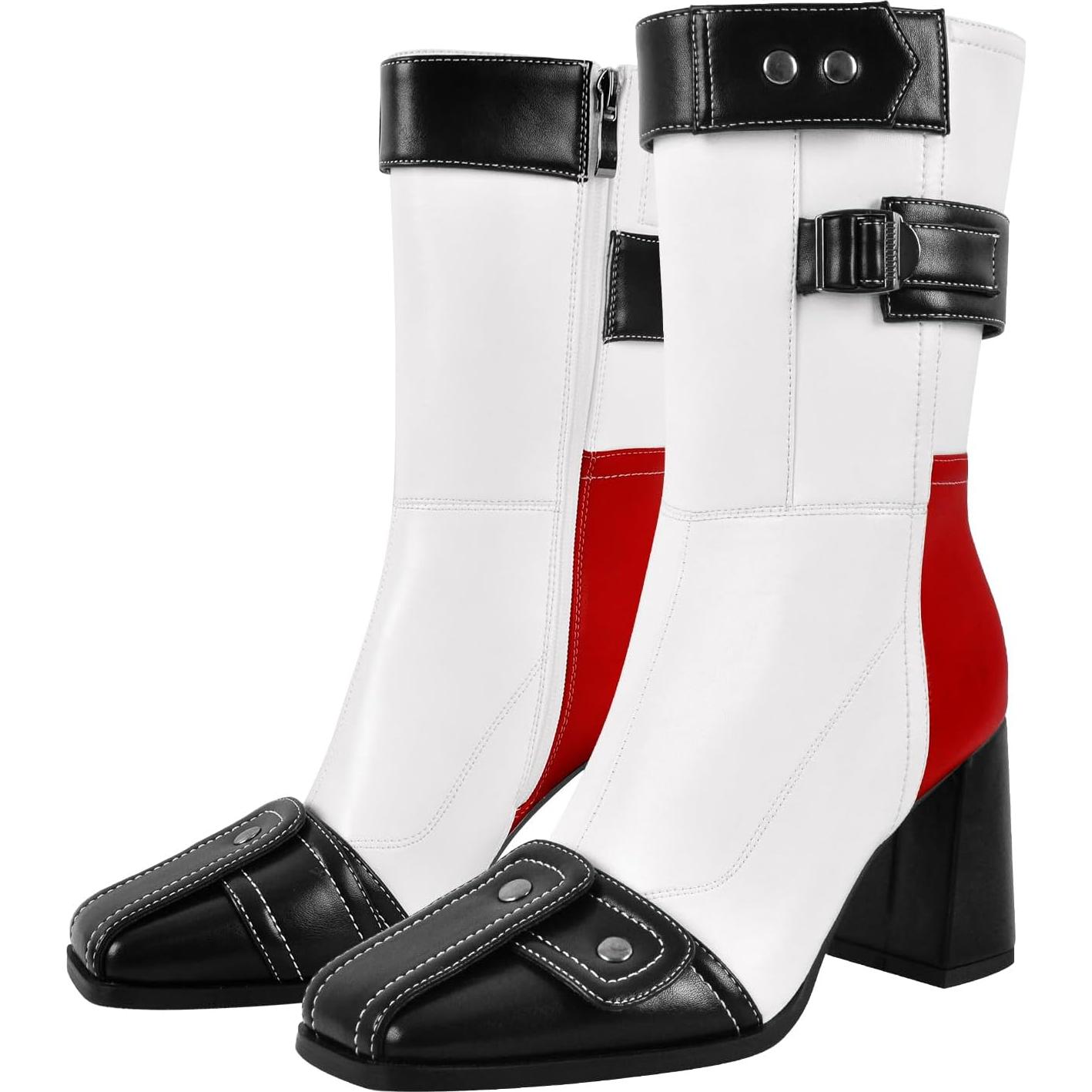 Botas de Motocicleta de Cuero Vecipatcare para Mujer - Tacón Grueso