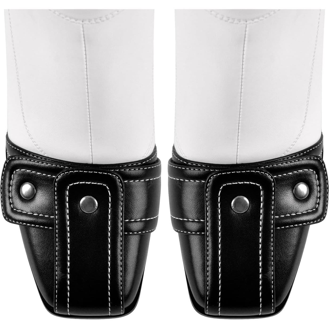 Botas de Motocicleta de Cuero Vecipatcare para Mujer - Tacón Grueso