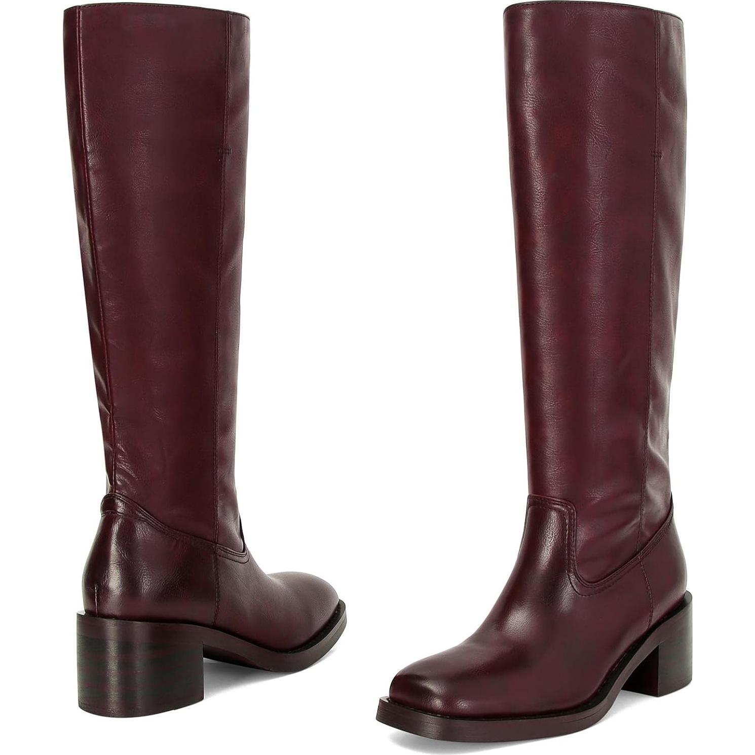 Botas Altas de Rodilla para Mujeres Plátano Burdeos 37cm