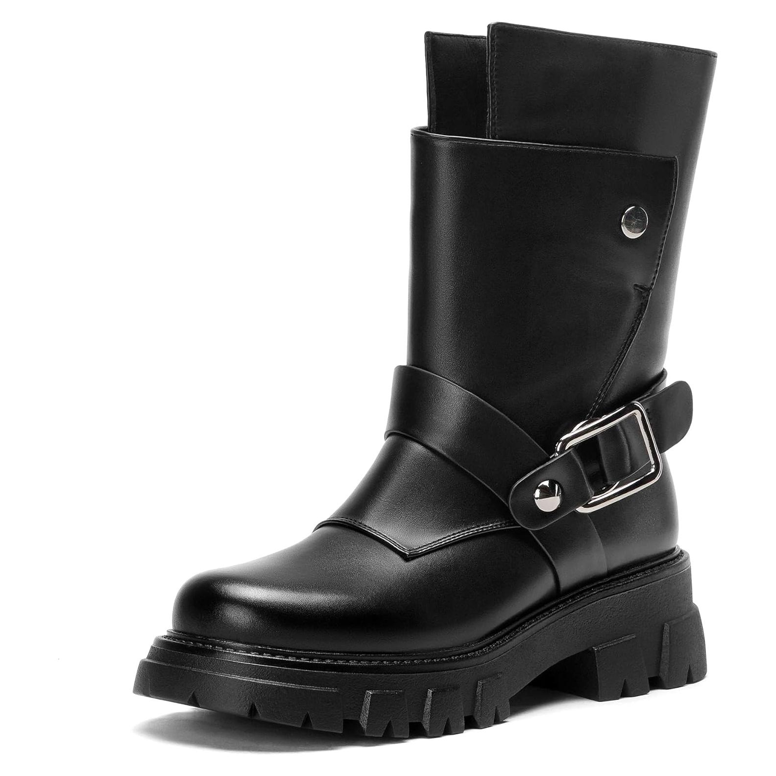 Botas Cortas de Motocicleta CouieCuies para Mujeres Negras