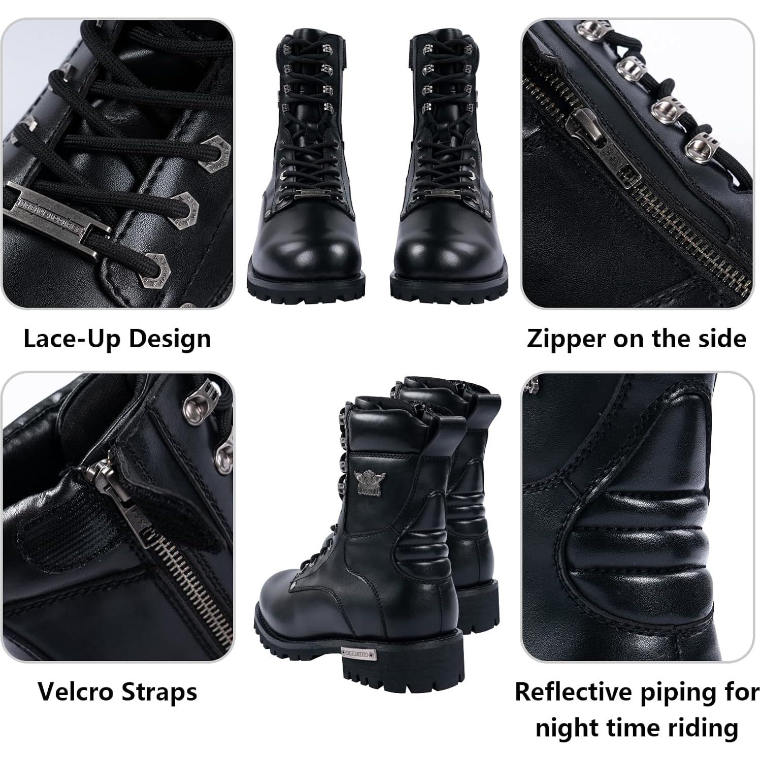 Botas de Moto Gargoyle Bells Hombre Cuero PU con Cremallera