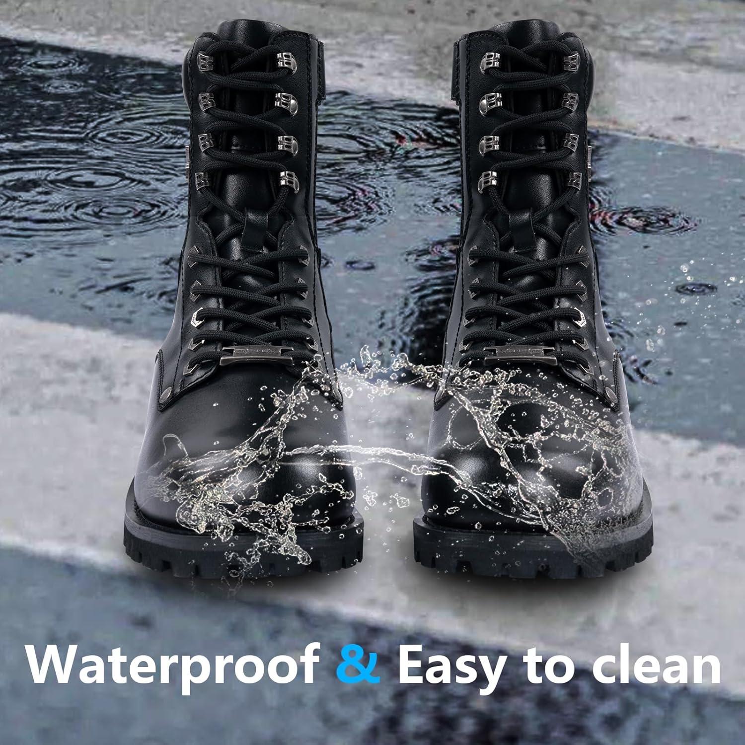 Botas de Moto Gargoyle Bells Hombre Cuero PU con Cremallera