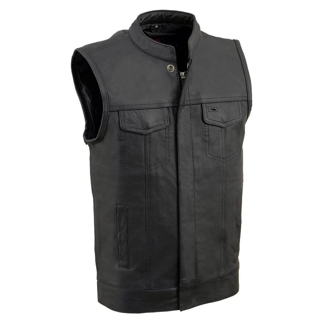 Chaleco de Cuero Negro Abierto Milwaukee Leather LKY3850 para Jóvenes